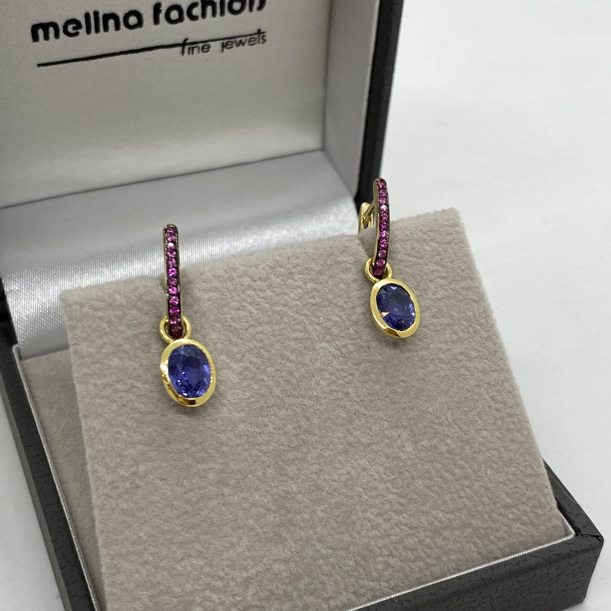 Tanzanite drops on ruby hoops — Melina Fachidis (4)