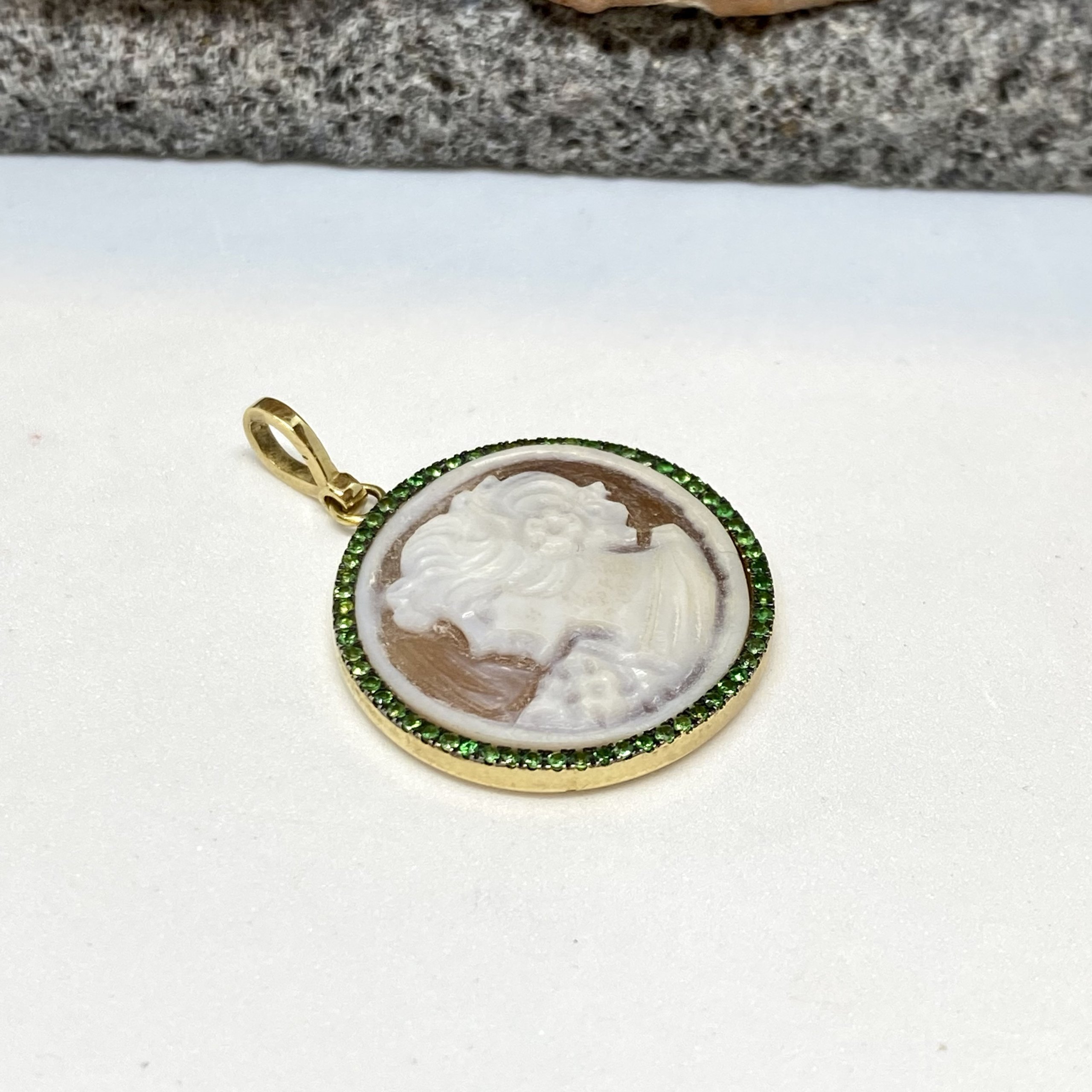 Green tsavorites cameo pendant — Melina Fachidis (2)