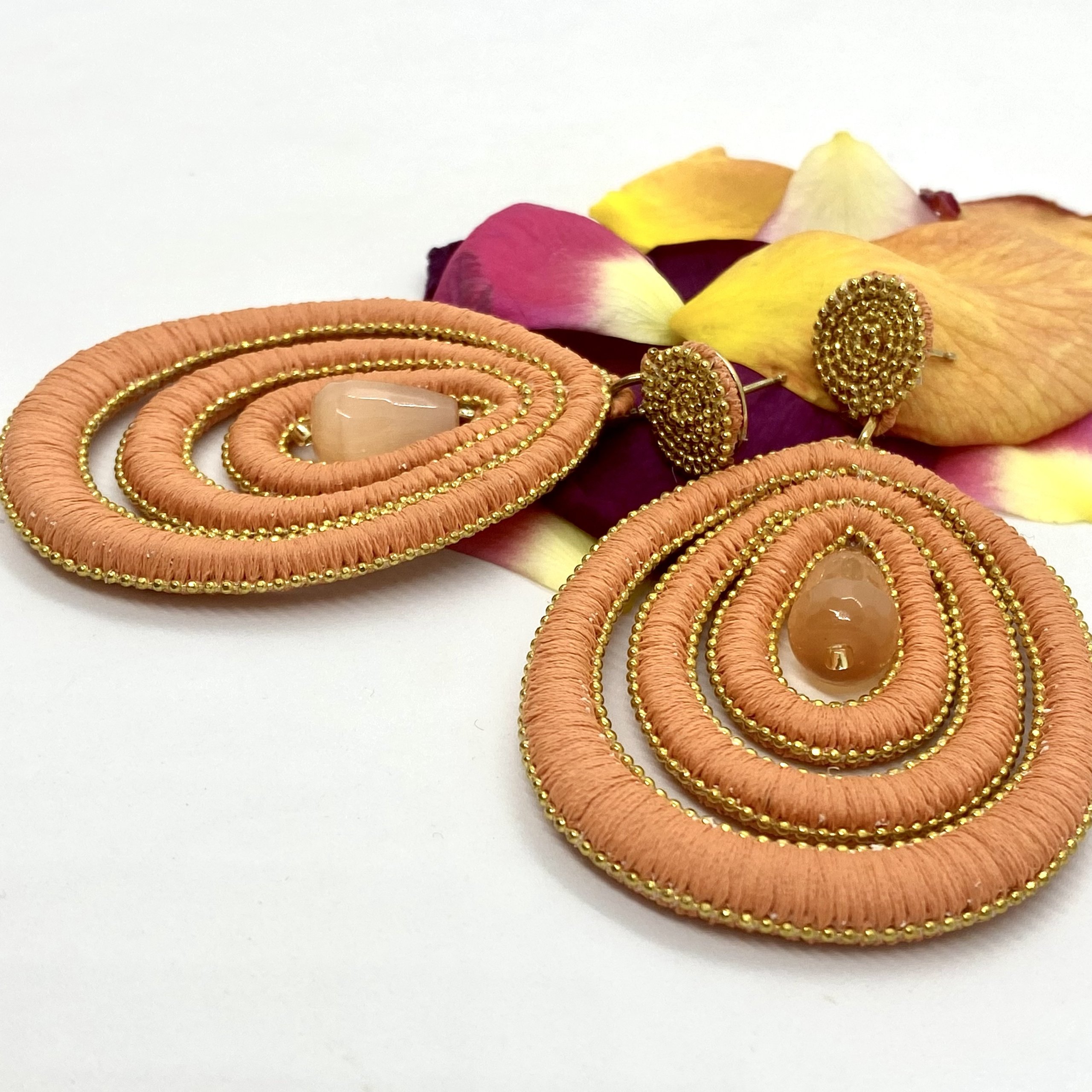 Amelie drop salmon earrings — Melina Fachidis (2)
