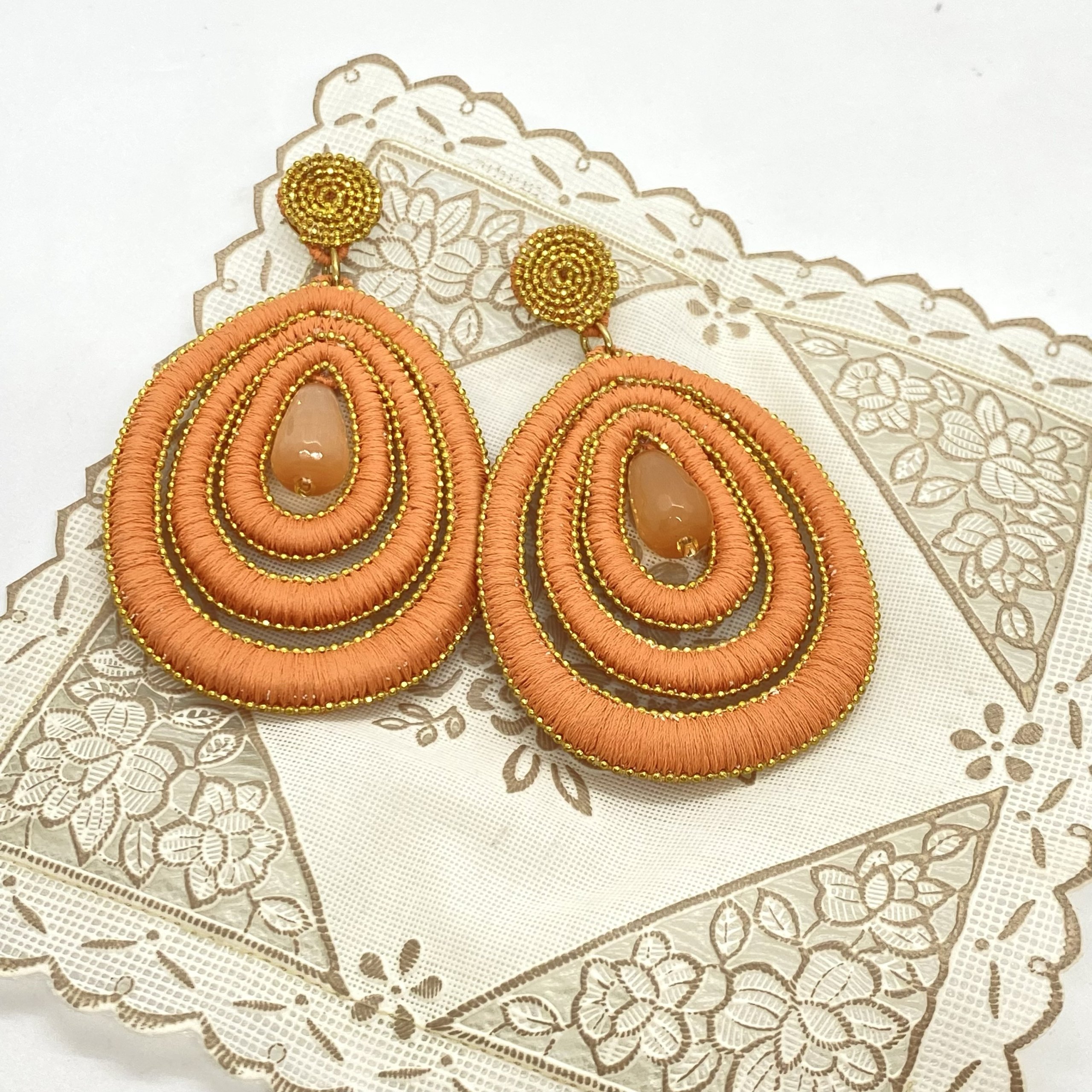 Amelie drop salmon earrings — Melina Fachidis (4)