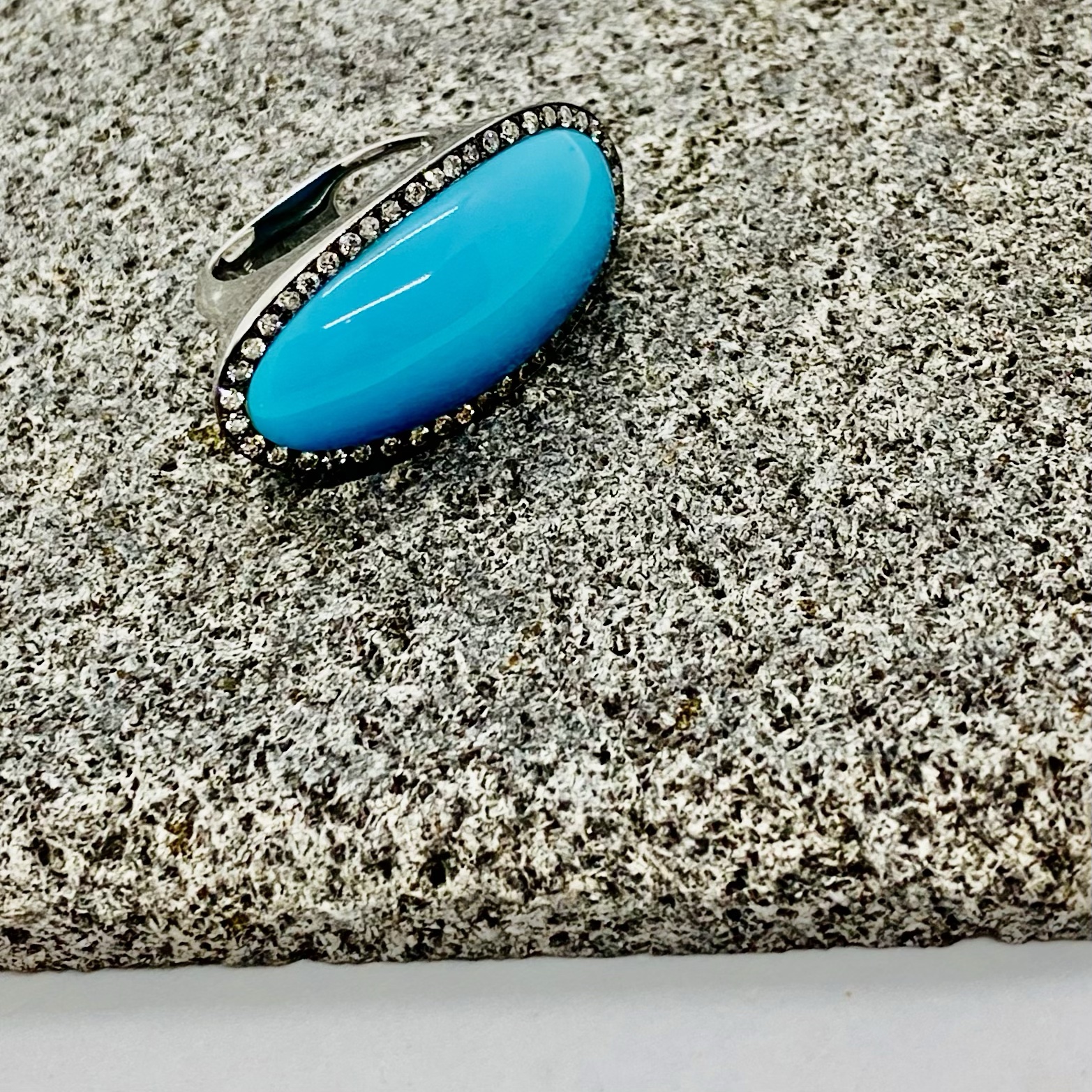 Oval shape turquoise and diamond ring — Melina Fachidis (7)