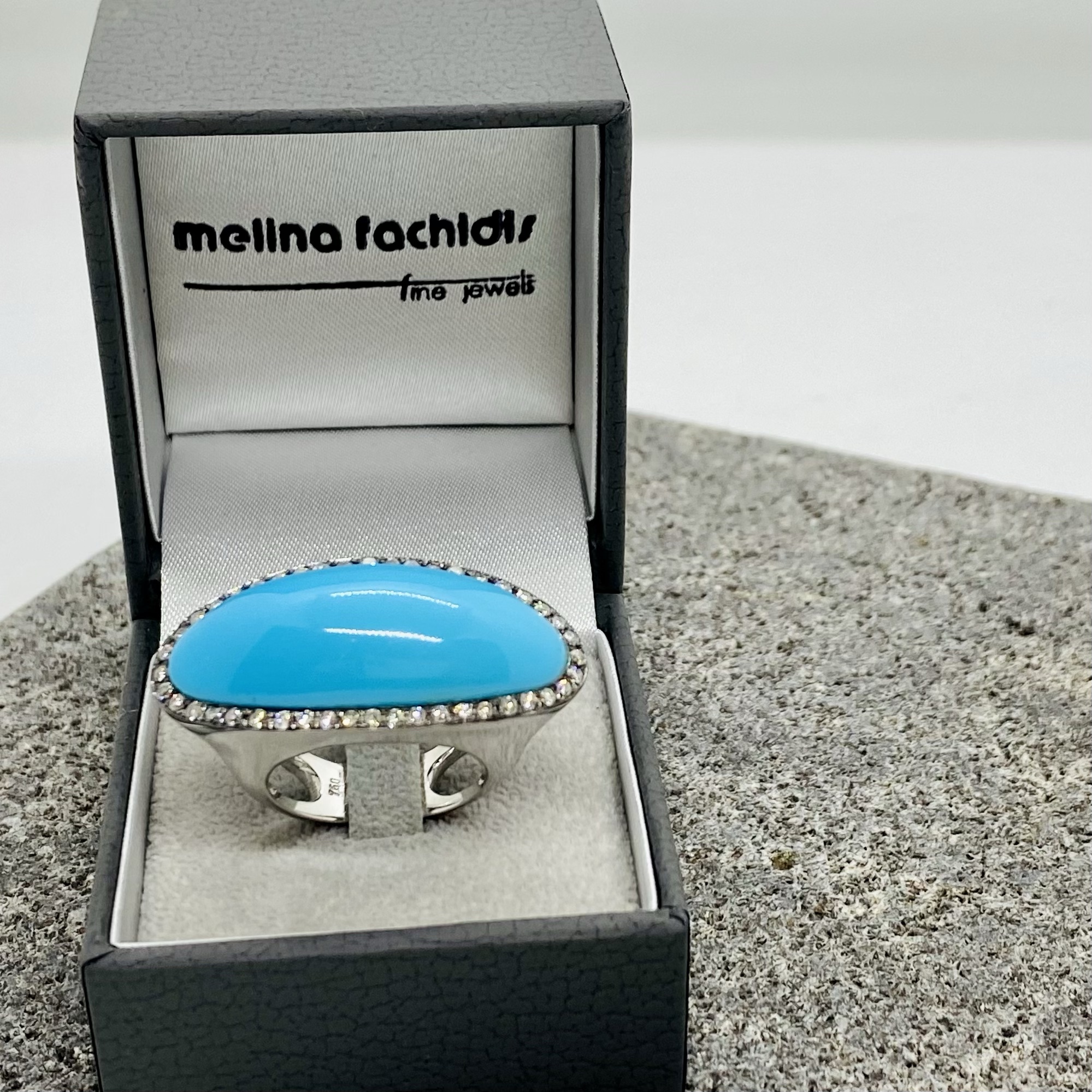 Oval shape turquoise and diamond ring — Melina Fachidis (2)