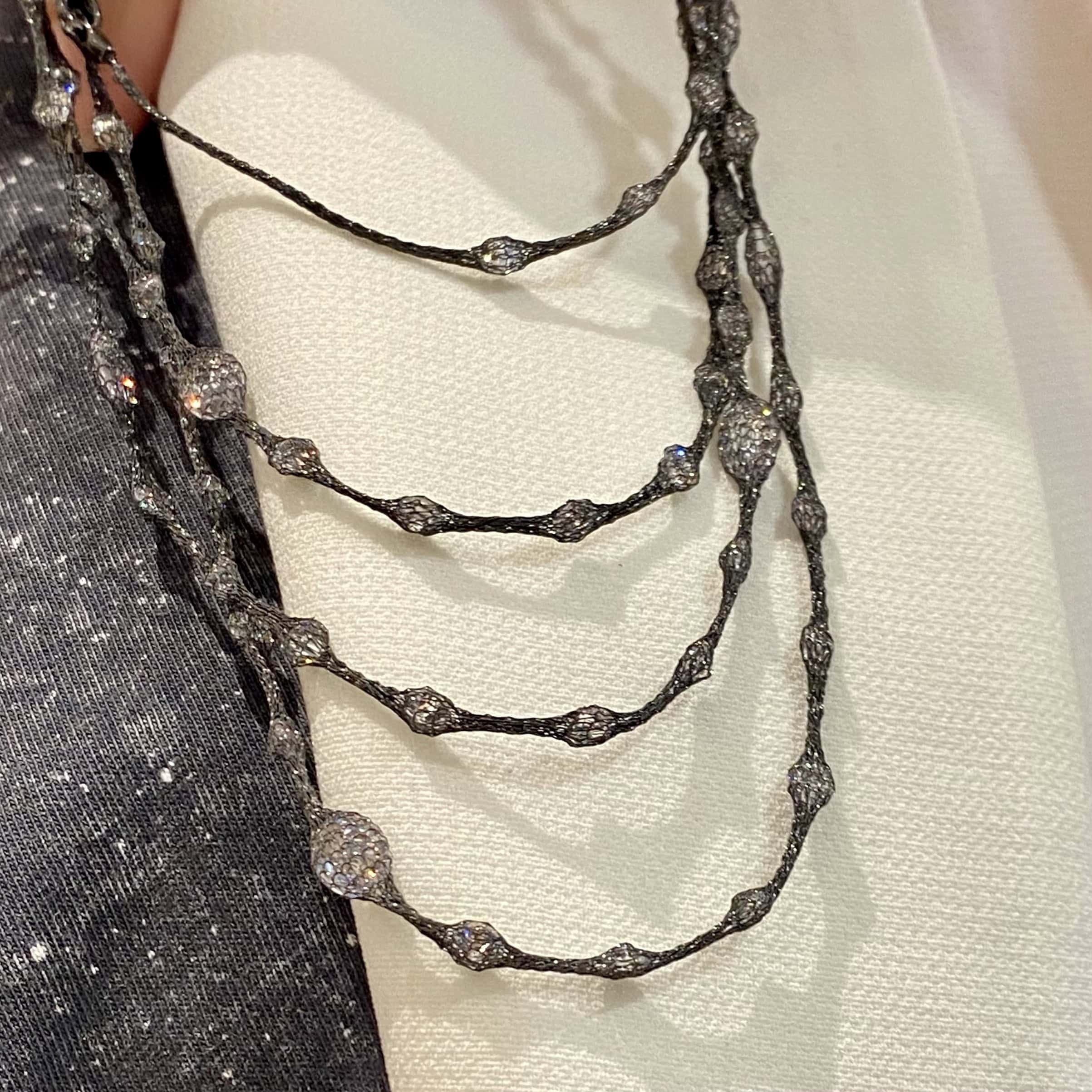 Crystal long black wire silver chain — Melina Fachidis (3)