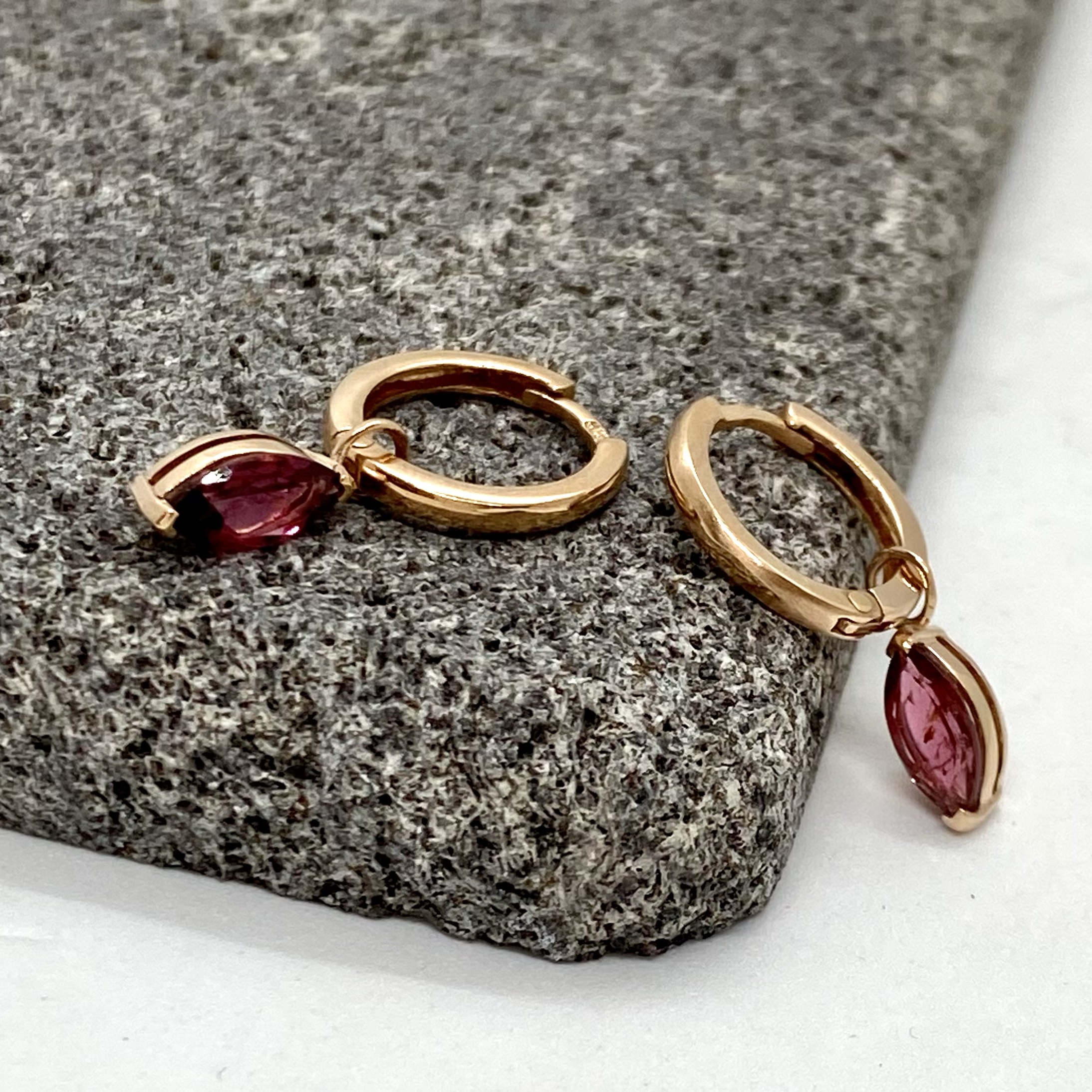 Marquise-cut rubellite tourmalines on round hoops — Melina Fachidis (2)