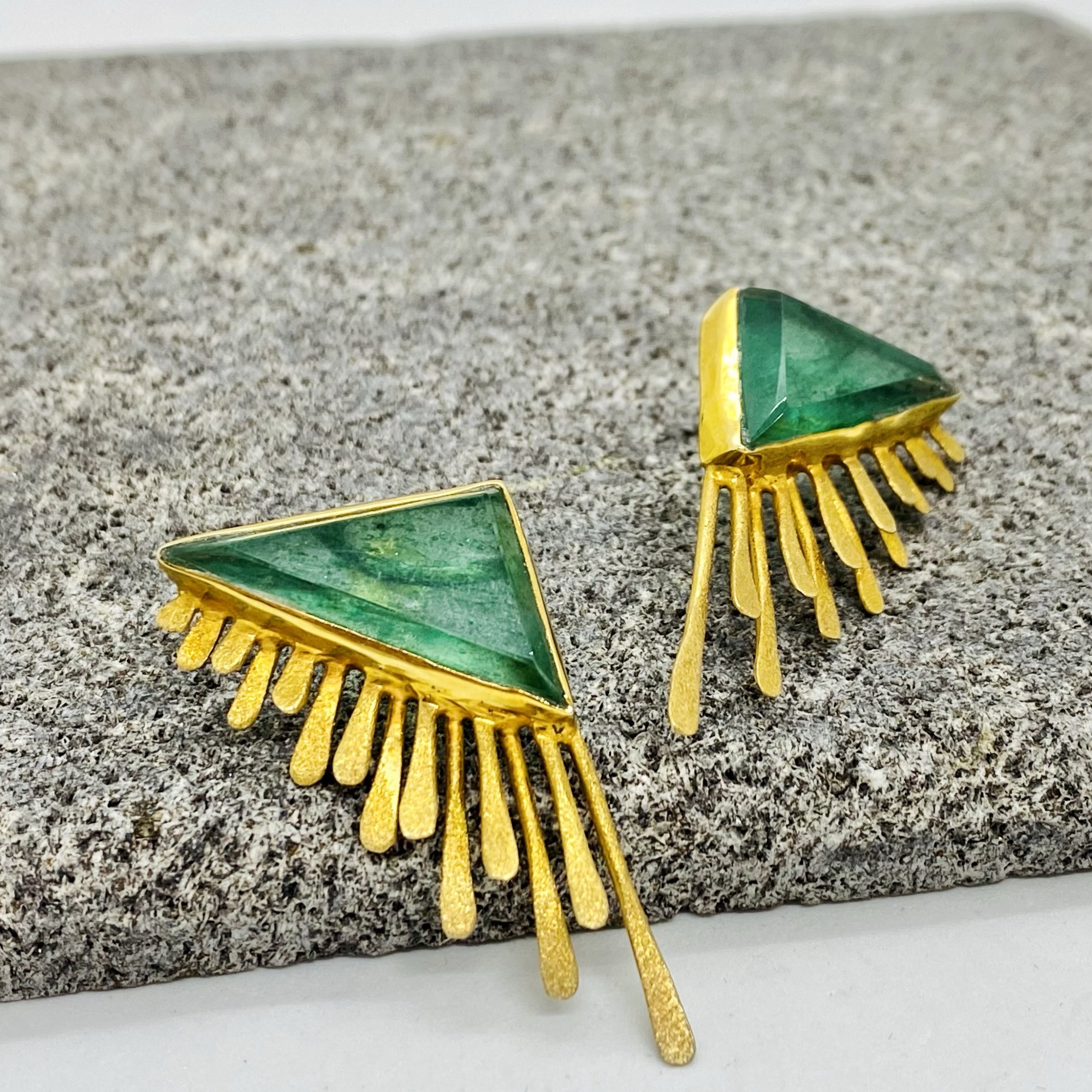 Emerald green sunshine earrings — Melina Fachidis (3)