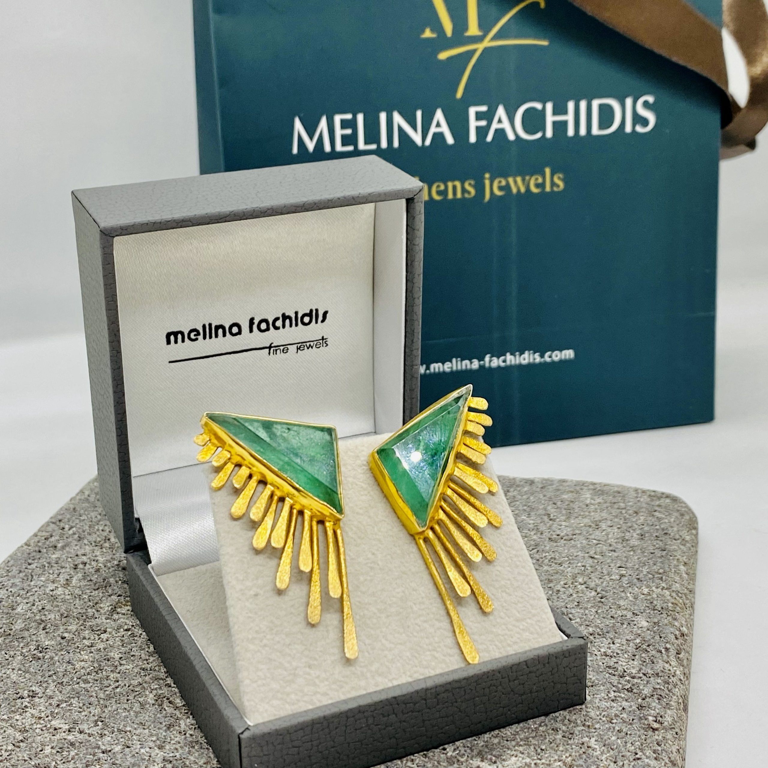 Emerald green sunshine earrings — Melina Fachidis (5)