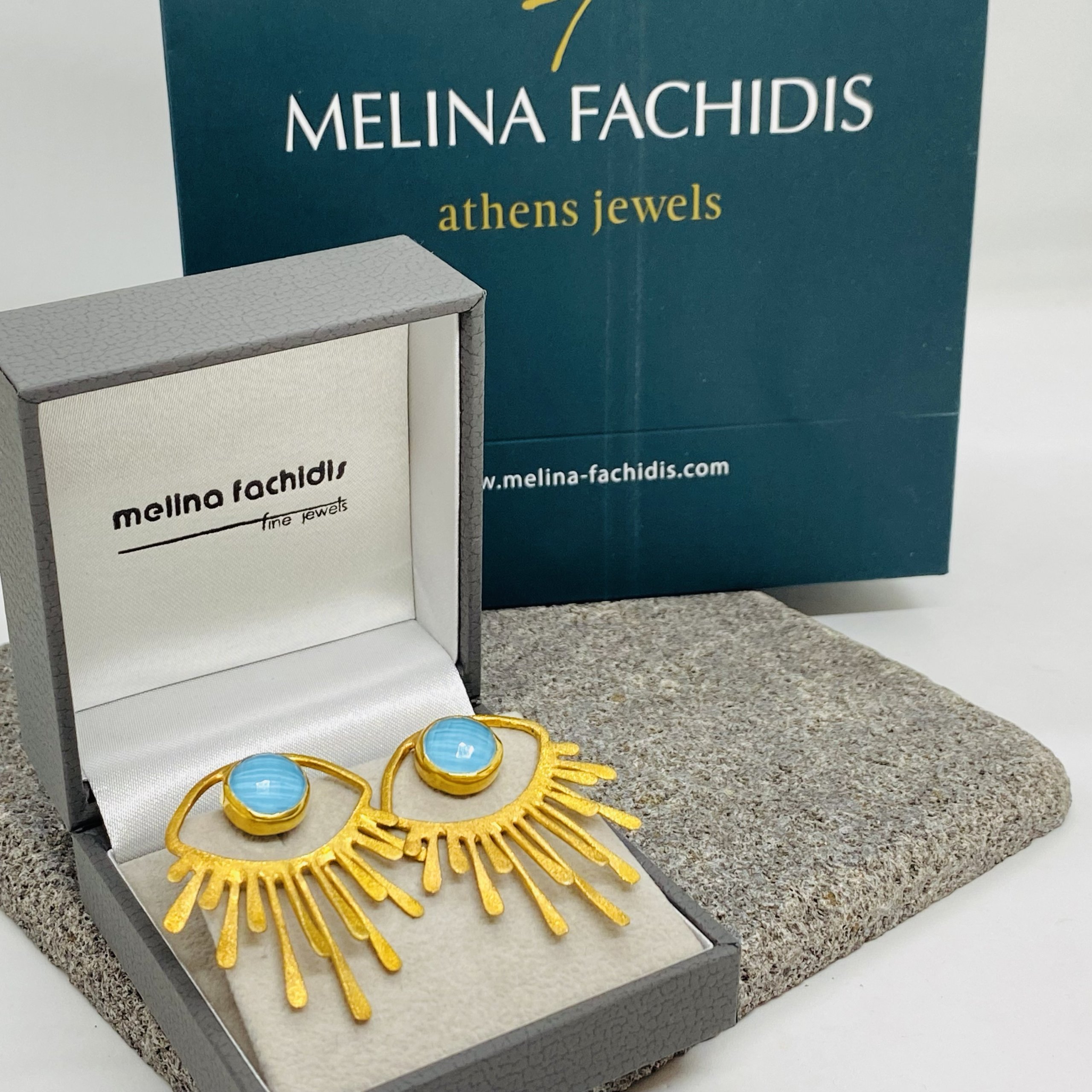 Turquoise eye earrings with rays — Melina Fachidis (3)