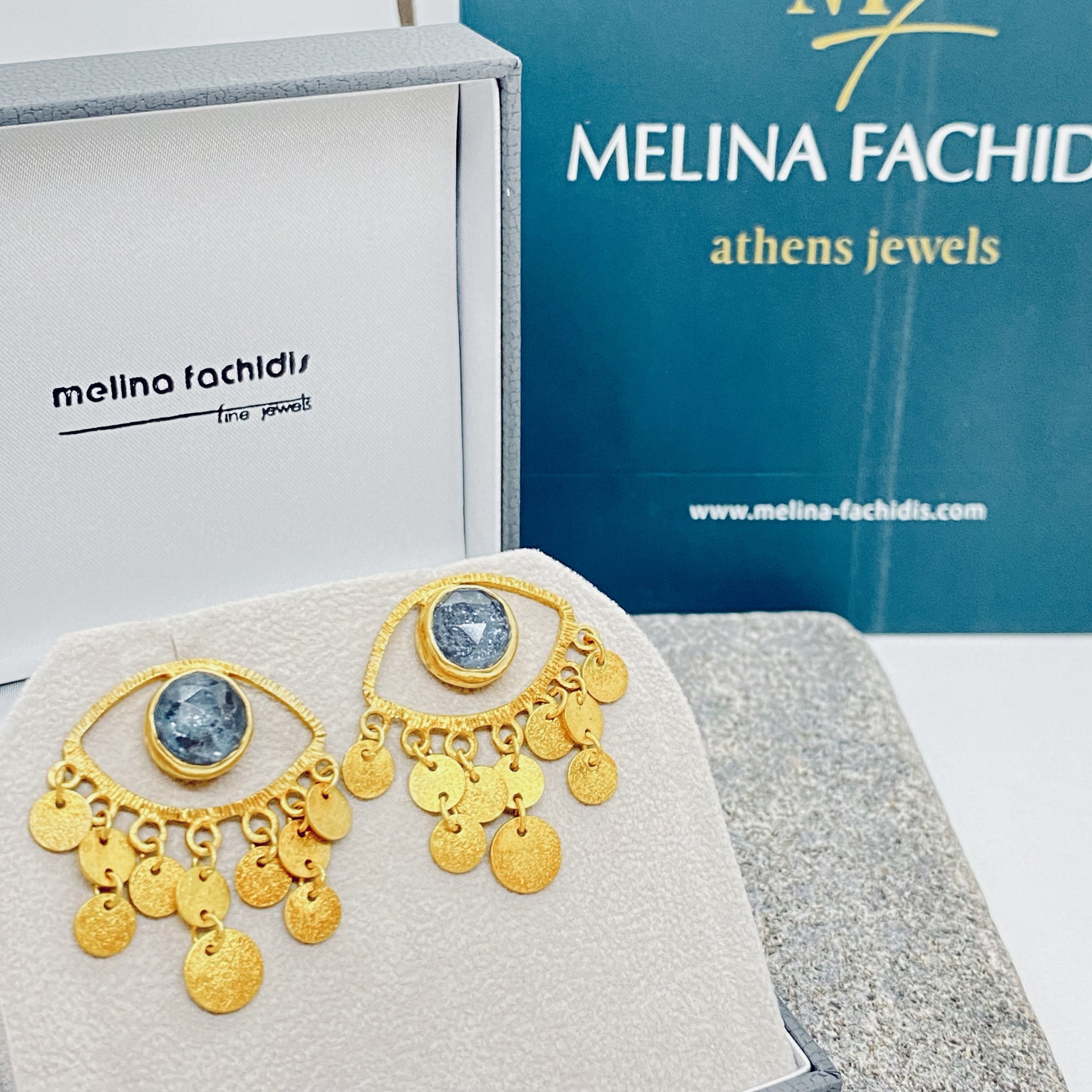 Hematite drops eye earrings — Melina Fachidis (2)