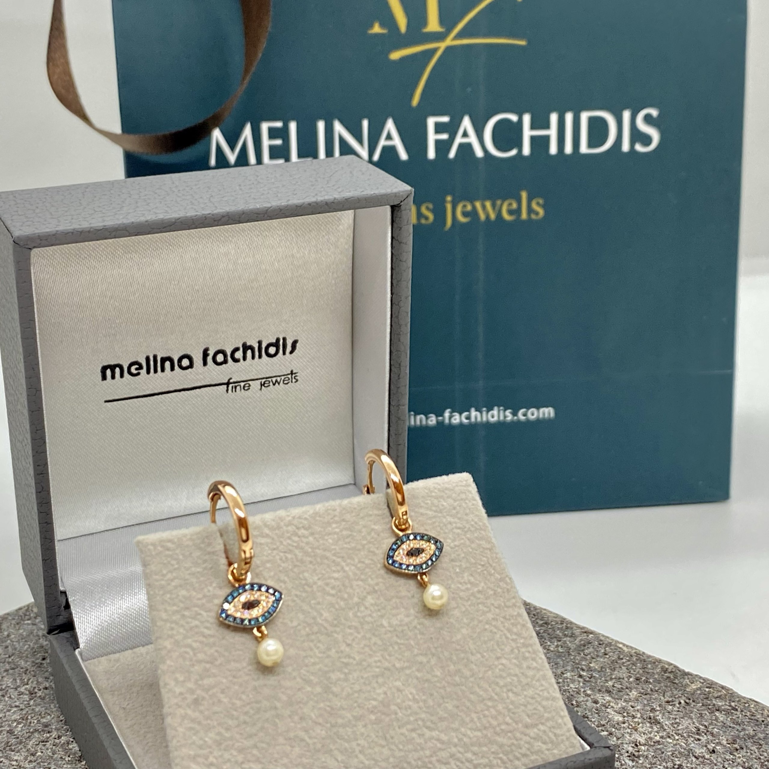 Blue diamond eyes earrings — Melina Fachidis (4)
