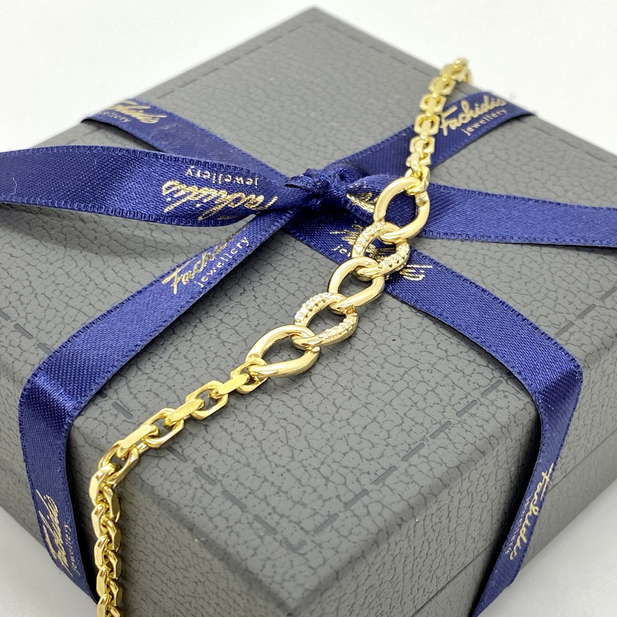 14k yellow gold link bracelet with zircons — Melina Fachidis (3)