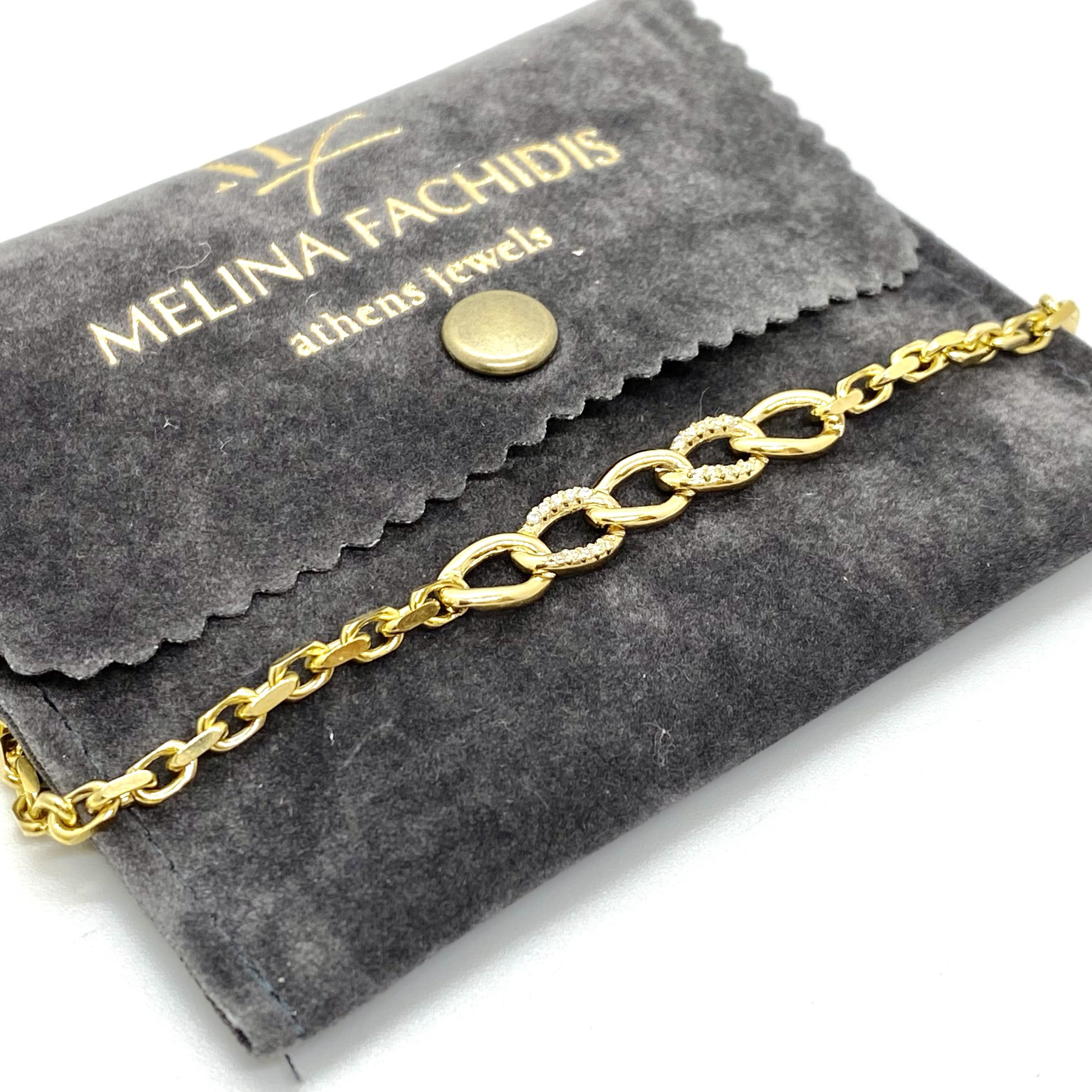 14k yellow gold link bracelet with zircons — Melina Fachidis (4)