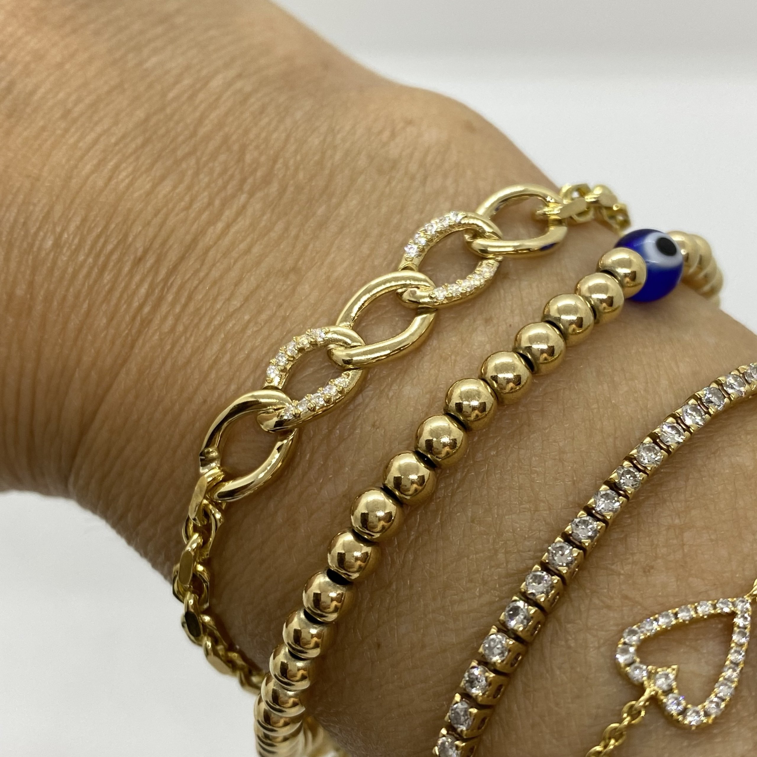 14k yellow gold link bracelet with zircons — Melina Fachidis (5)