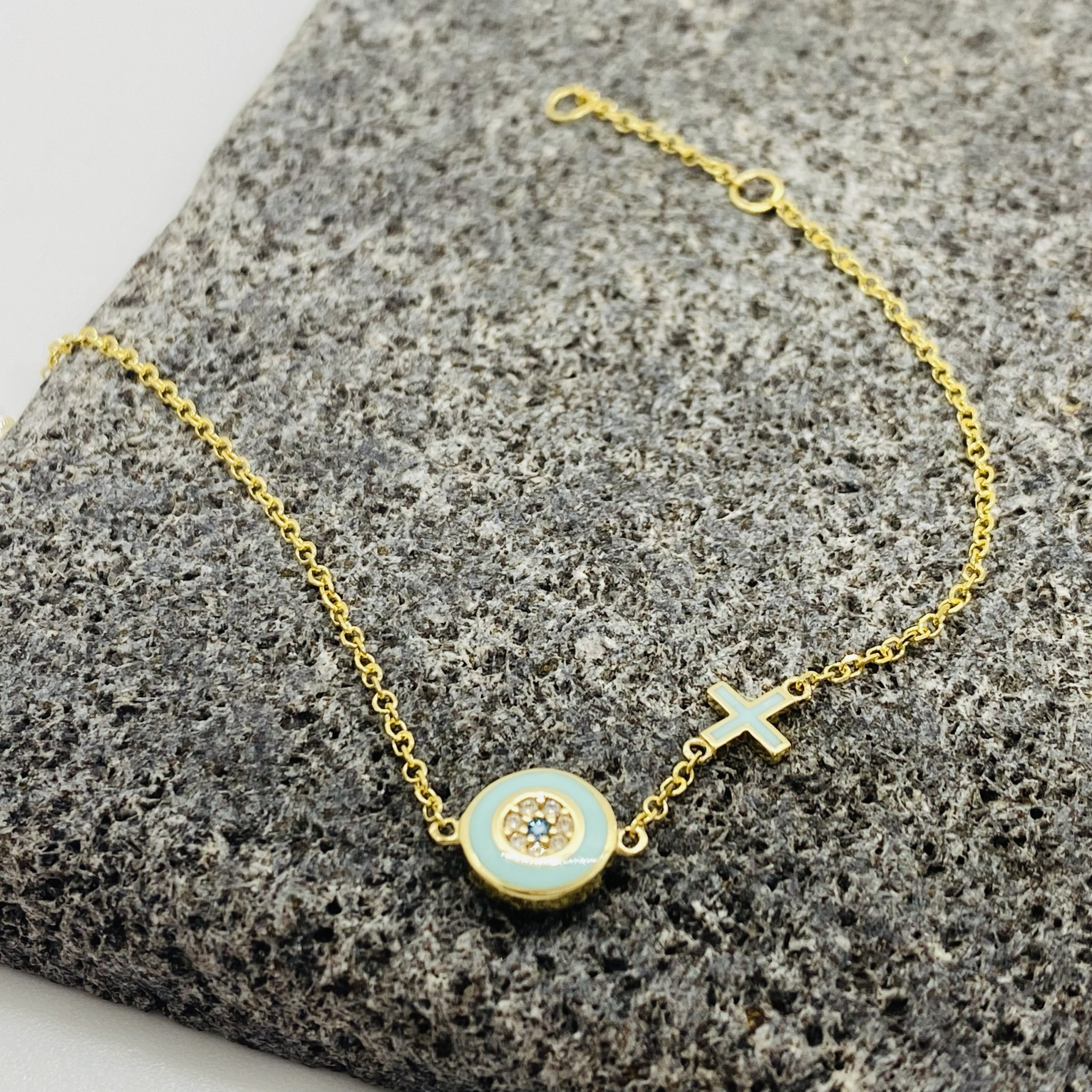 Round turquoise enameled eye bracelet — Melina Fachidis (4)