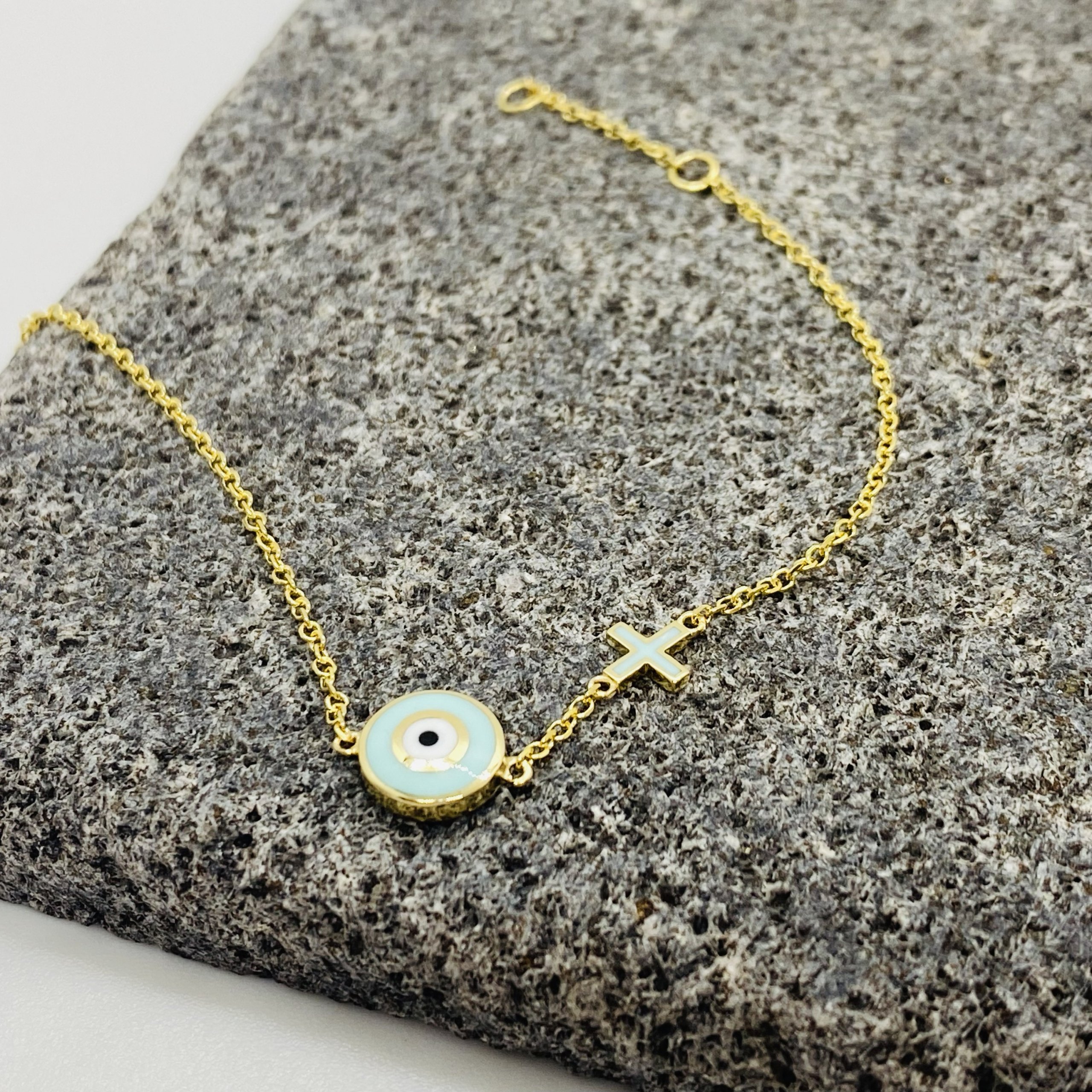Round turquoise enameled eye bracelet — Melina Fachidis (3)