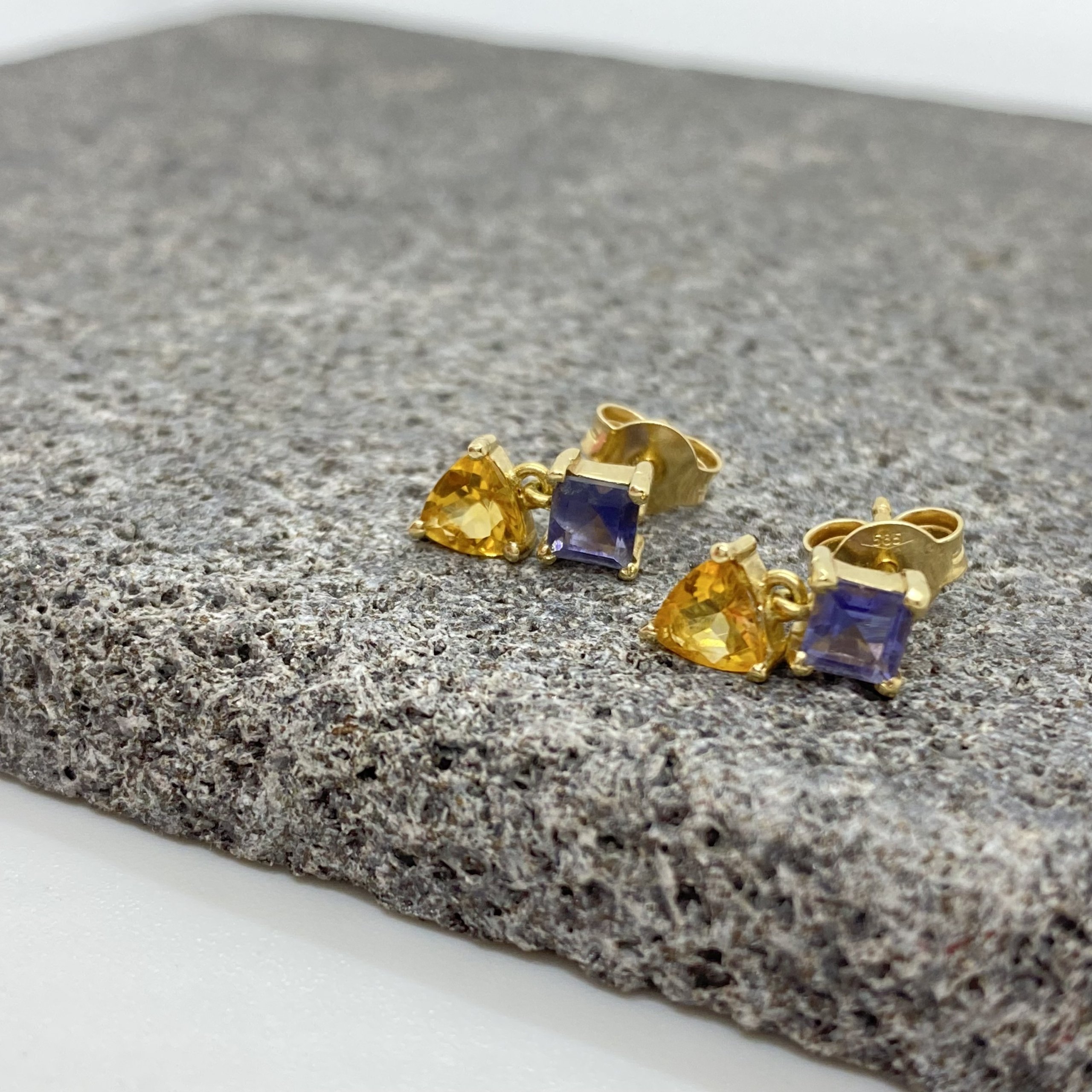 Iolite and citrine double earrings — Melina Fachidis (2)