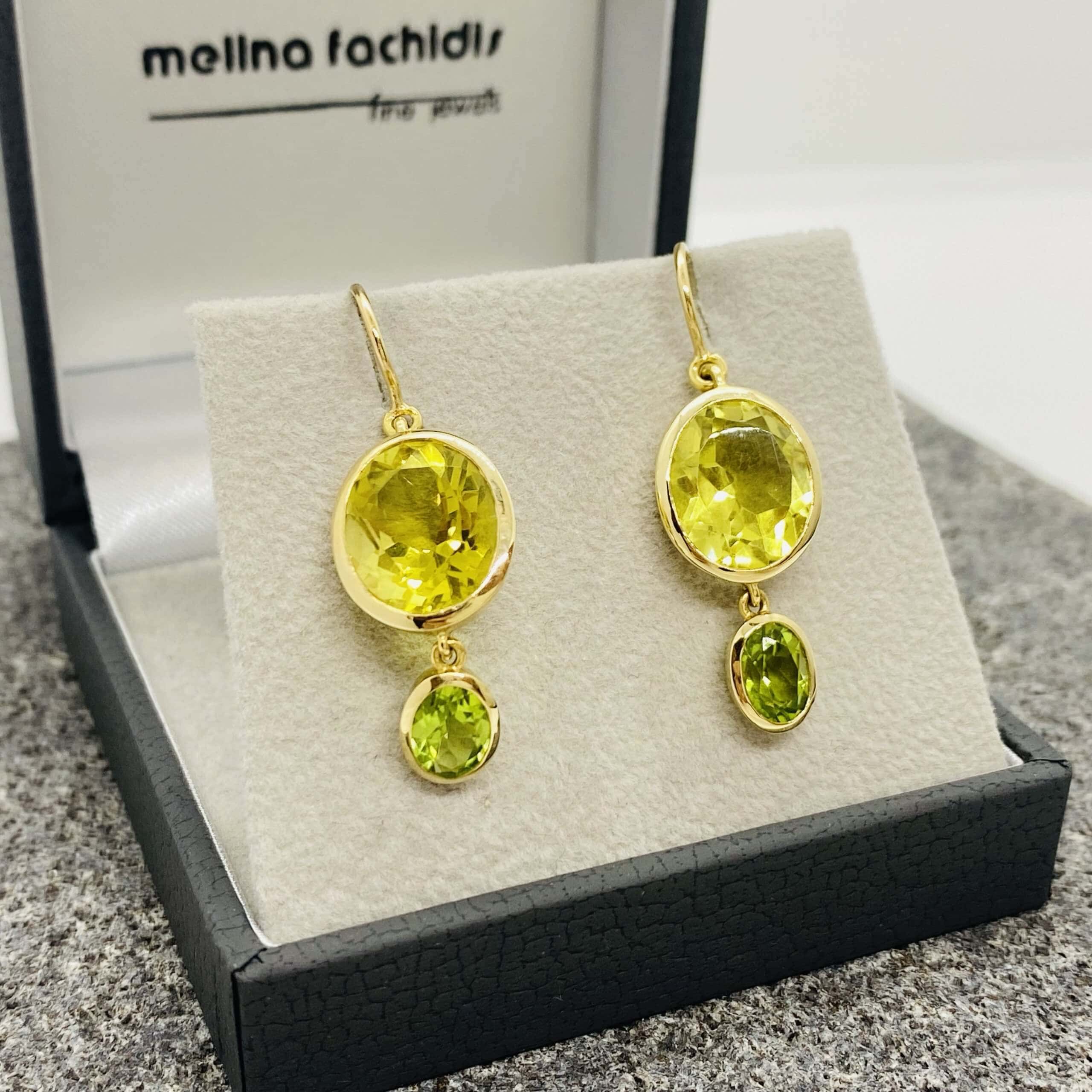 Lemon quartz and peridot double earrings — Melina Fachidis (7)