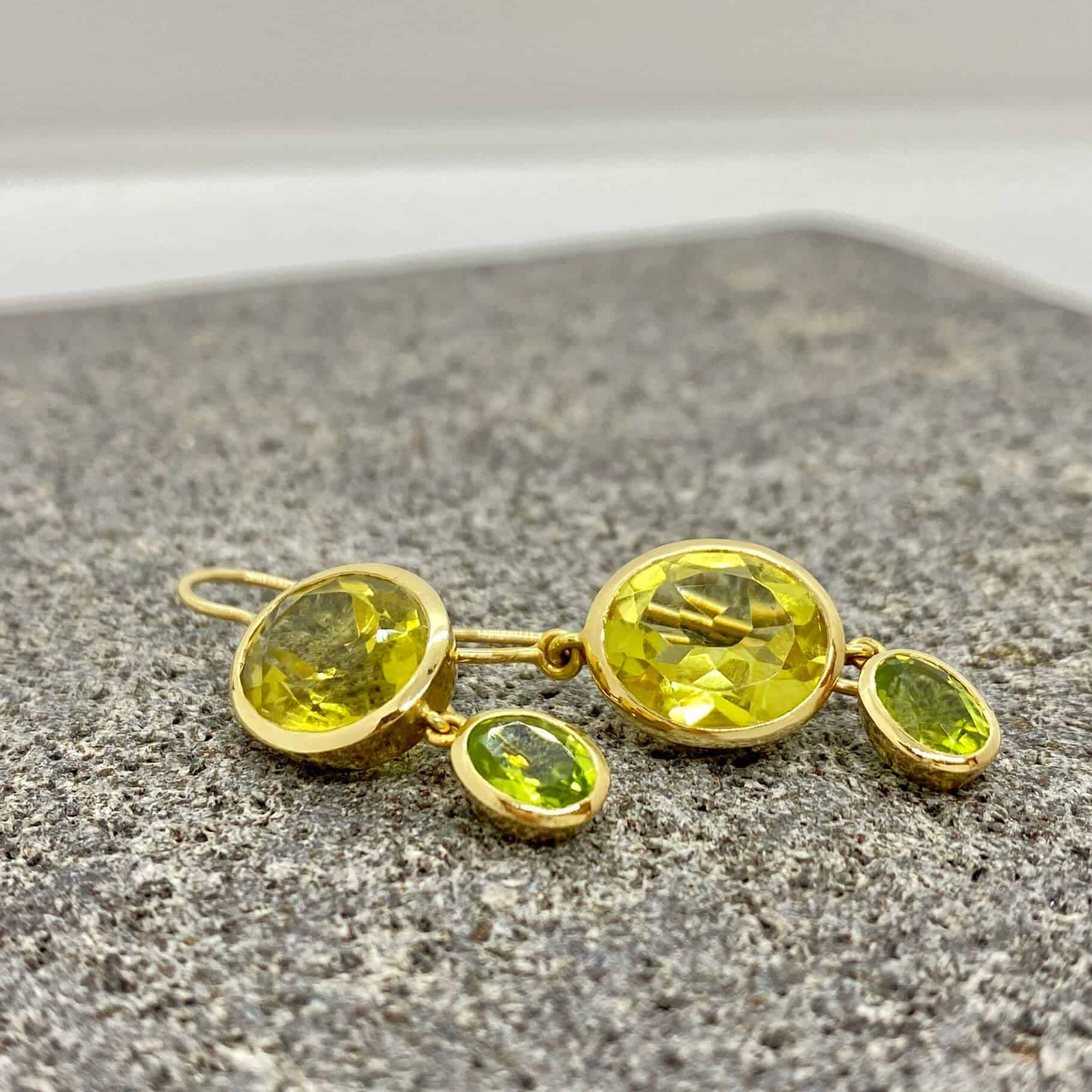 Lemon quartz and peridot double earrings — Melina Fachidis (5)