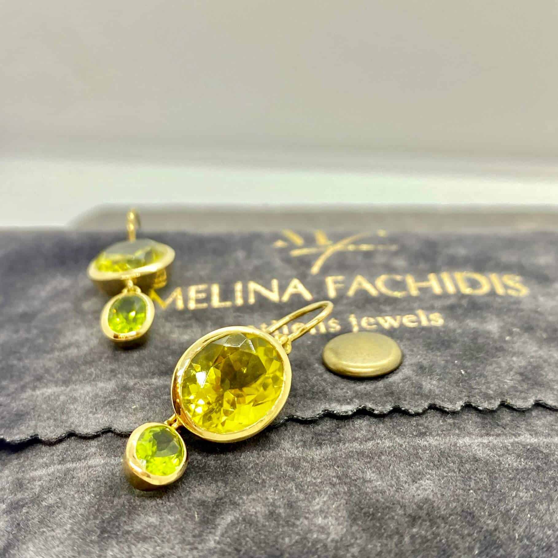 Lemon quartz and peridot double earrings — Melina Fachidis (4)