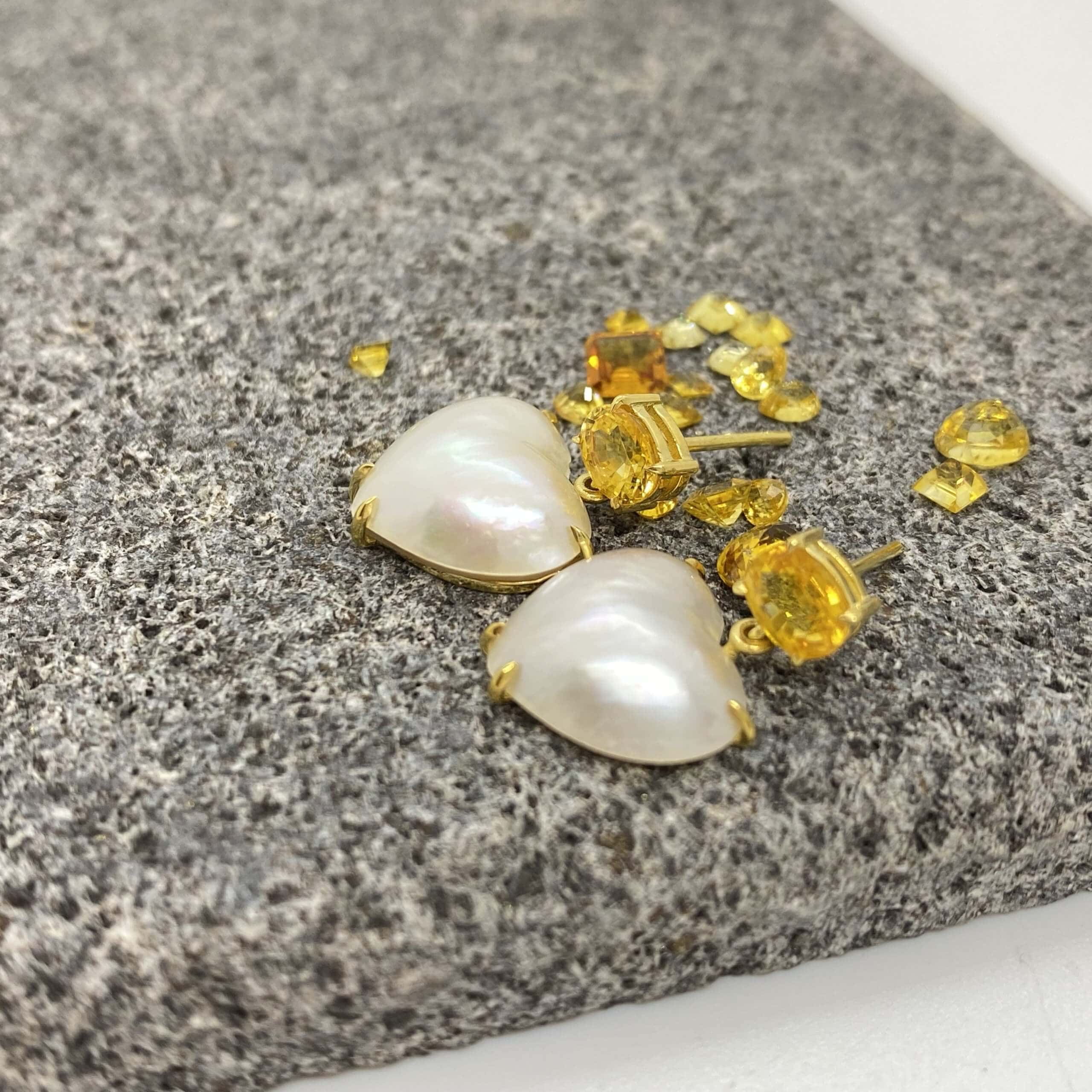 Mabe heart earrings with yellow sapphires — Melina Fachidis (4)