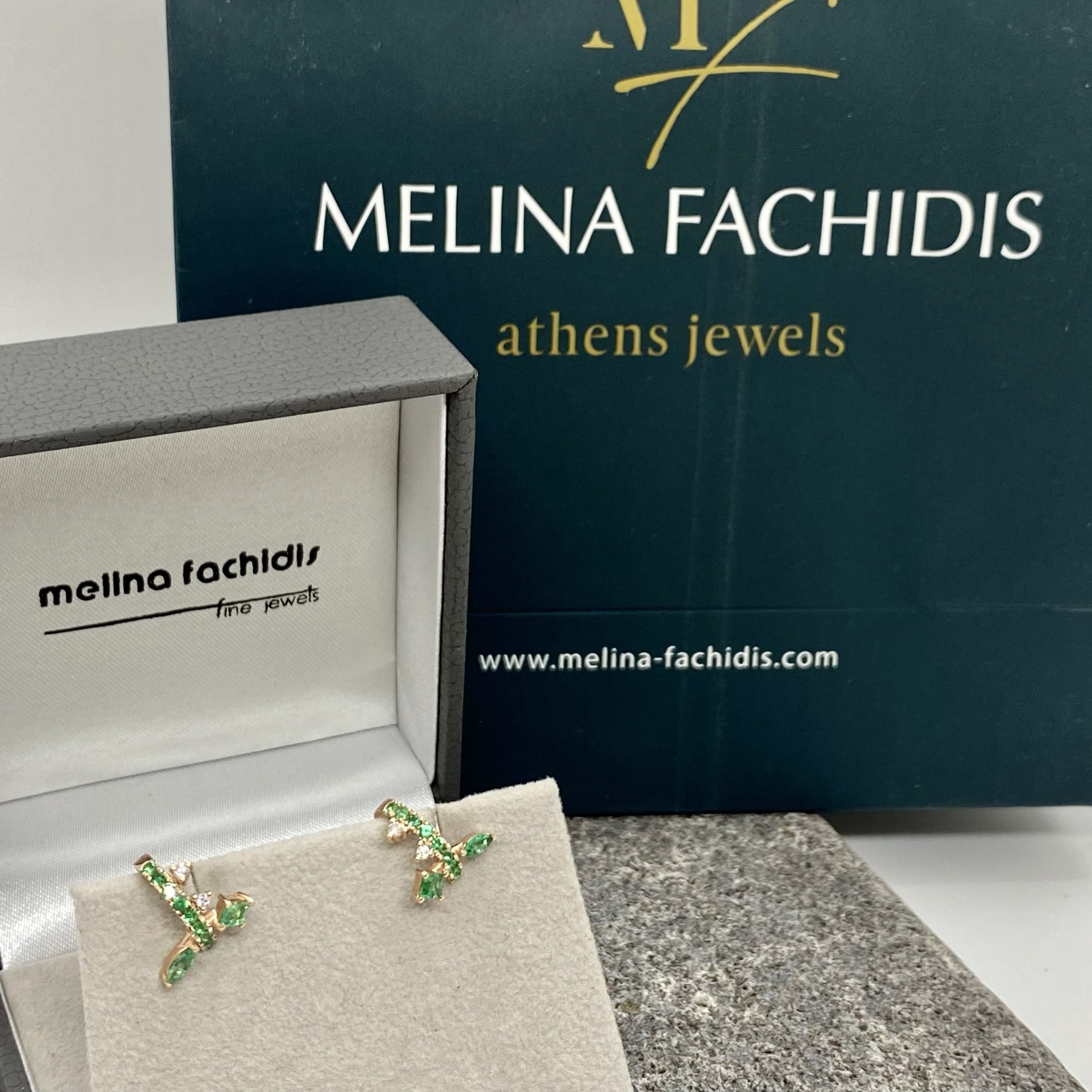 Emerald and diamonds small hoops — Melina Fachidis (5)
