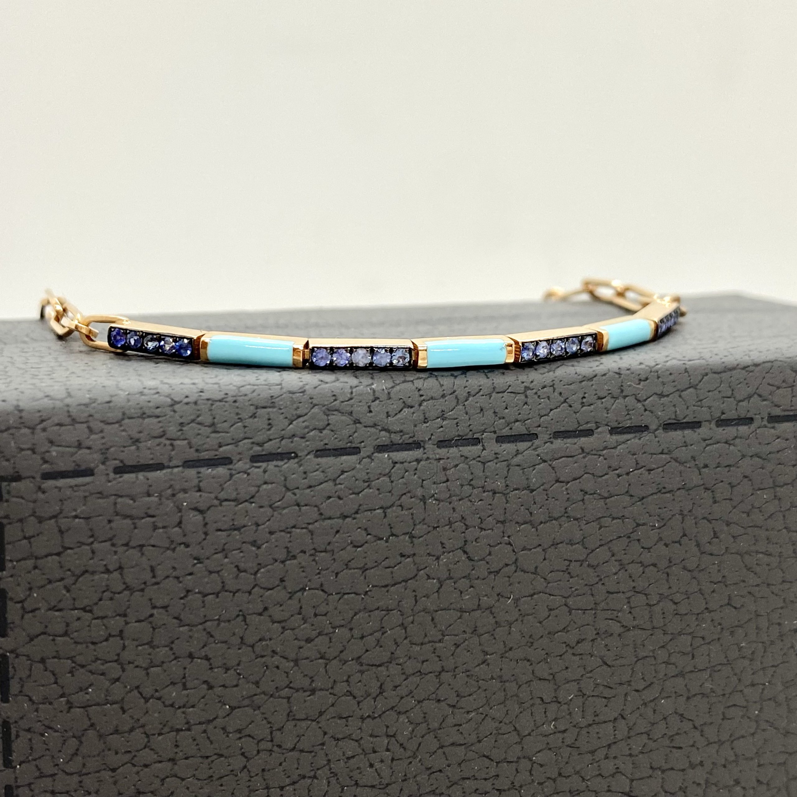 Turquoise and sapphires chain bracelet — Melina Fachidis (6)