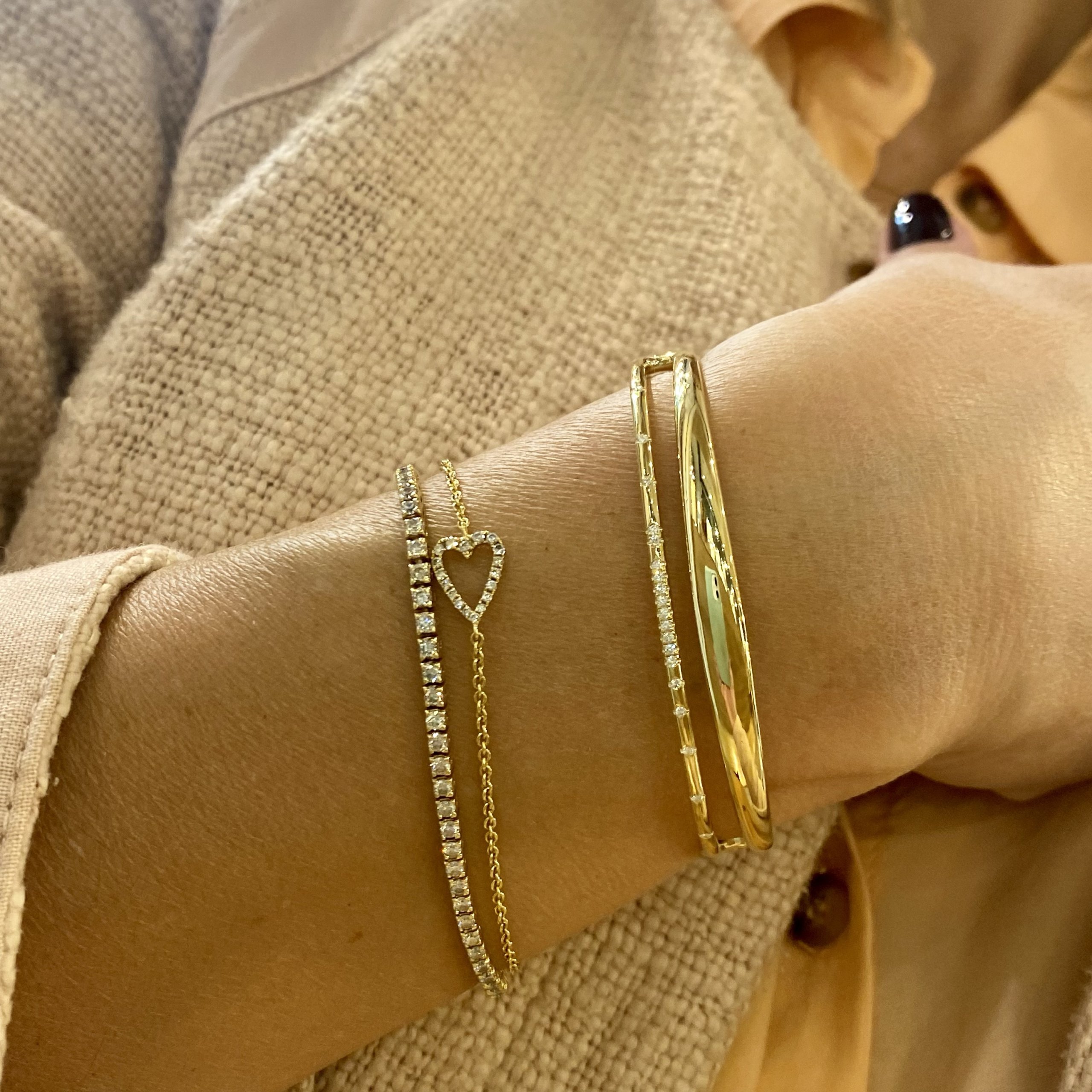Double diamond yellow gold 18k cuff bracelet — Melina Fachidis (4)