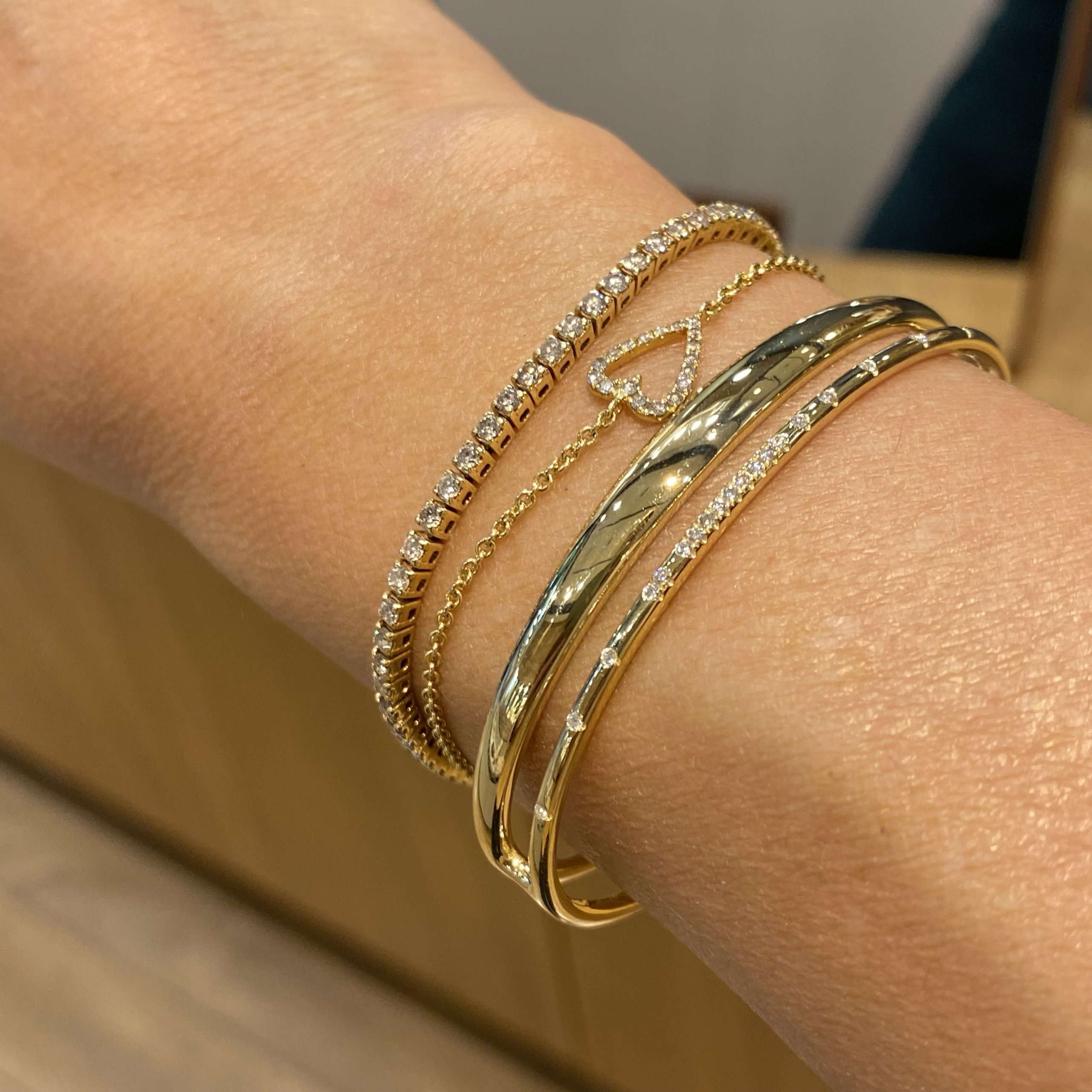 Double diamond yellow gold 18k cuff bracelet — Melina Fachidis (5)