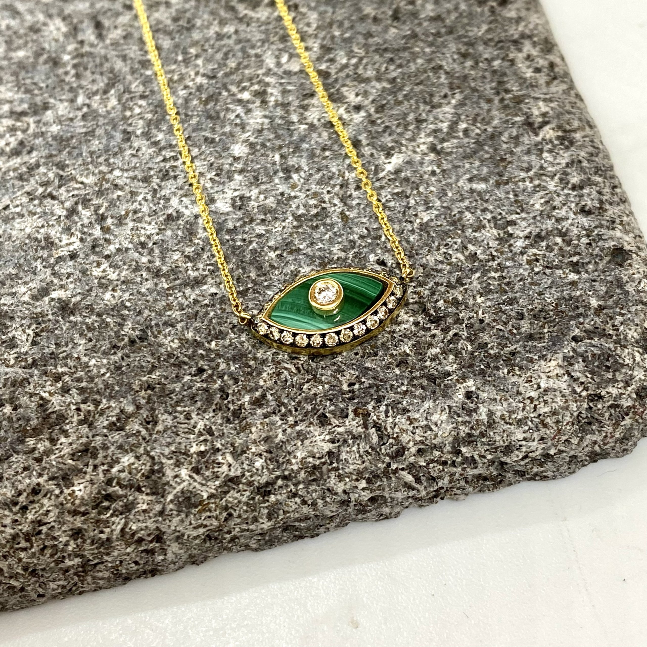 Malachite eye diamond pendant — Melina Fachidis (3)