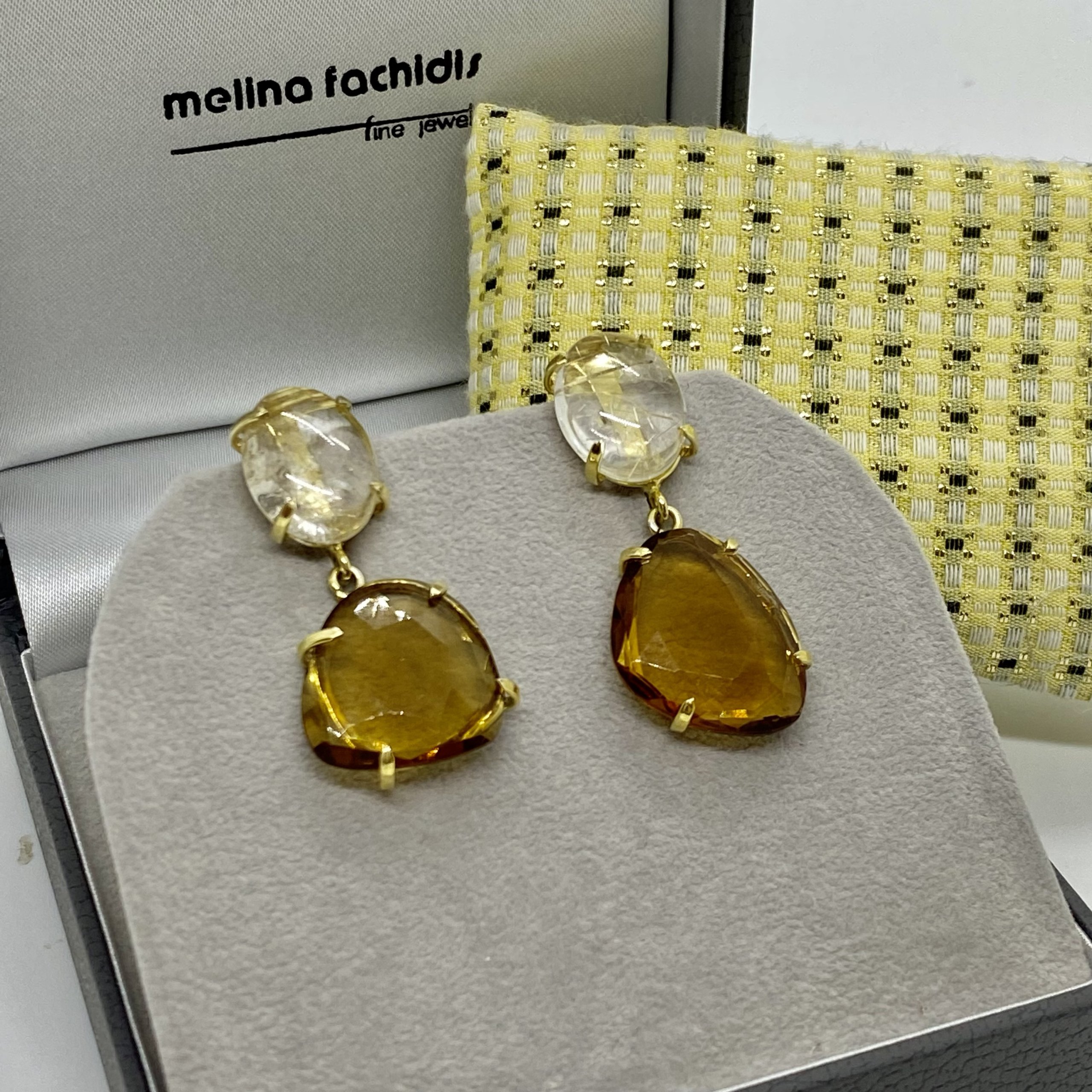Multi stone earring with citrine rutilated quartz — Melina Fachidis (4)