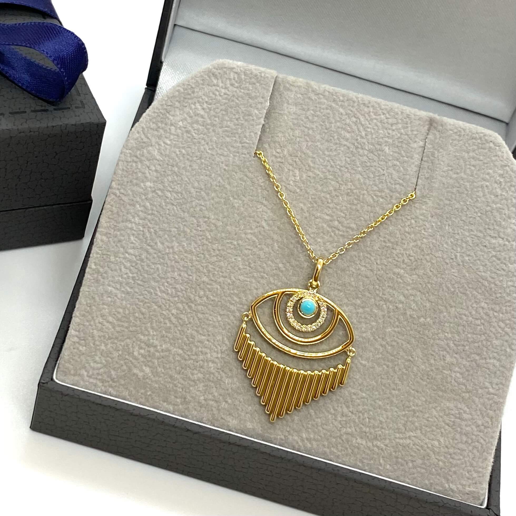 Triangular turquoise and diamond eye pendant — Melina Fachidis (5)