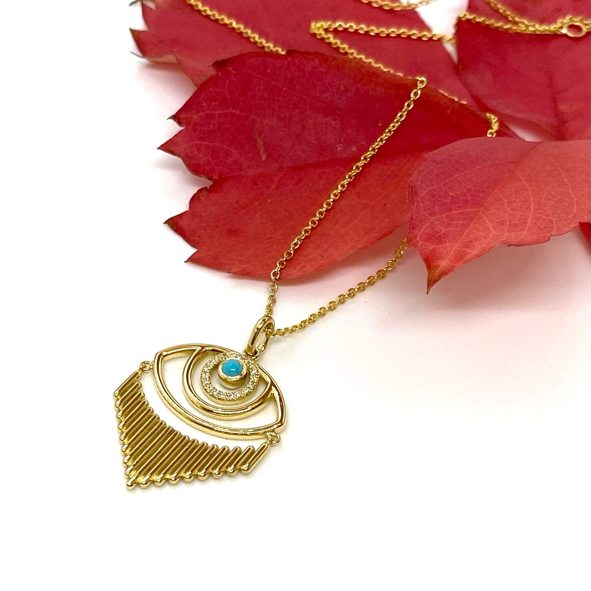 Triangular turquoise and diamond eye pendant — Melina Fachidis (4)