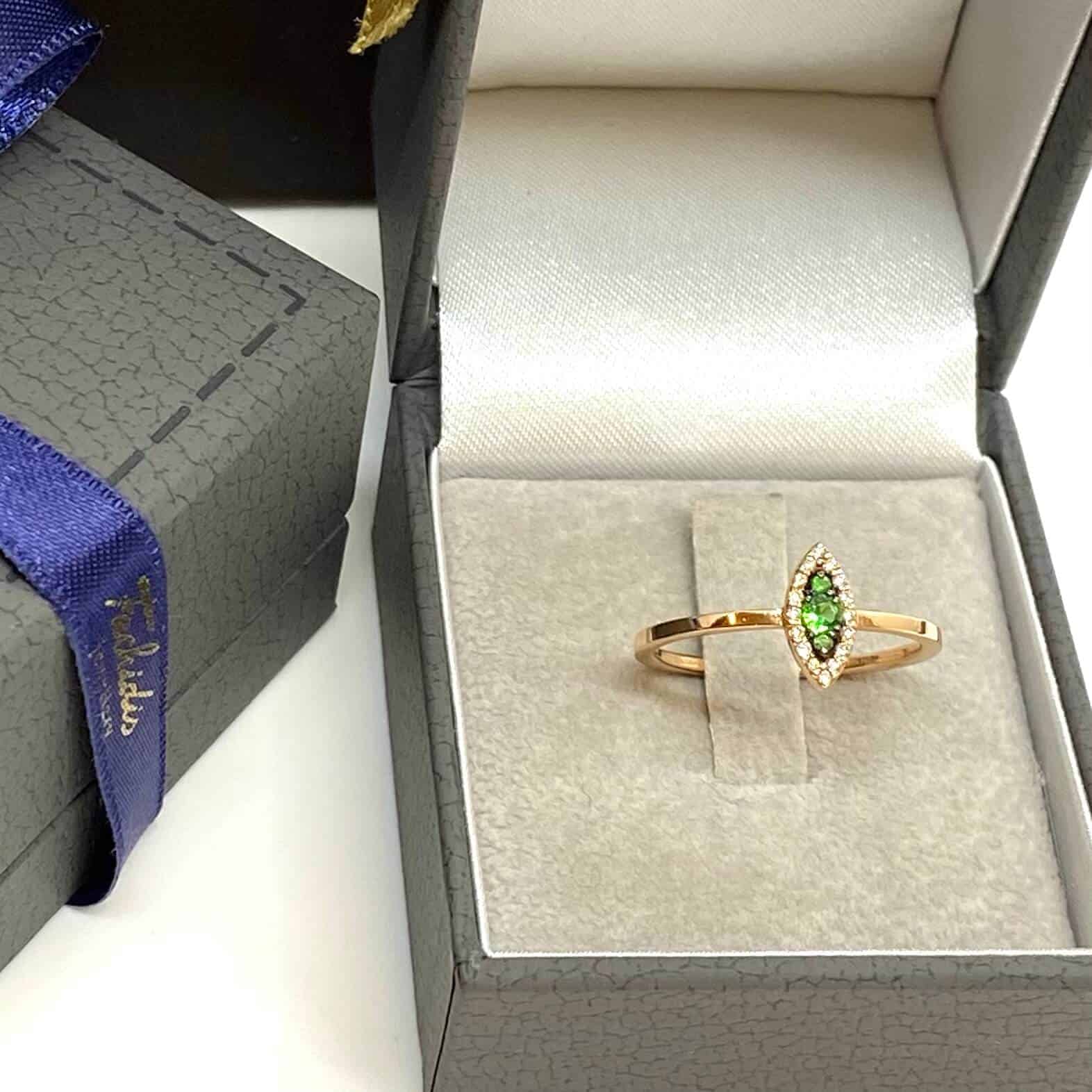 Tsavorite diamond marquise cut ring — Melina Fachidis (3)