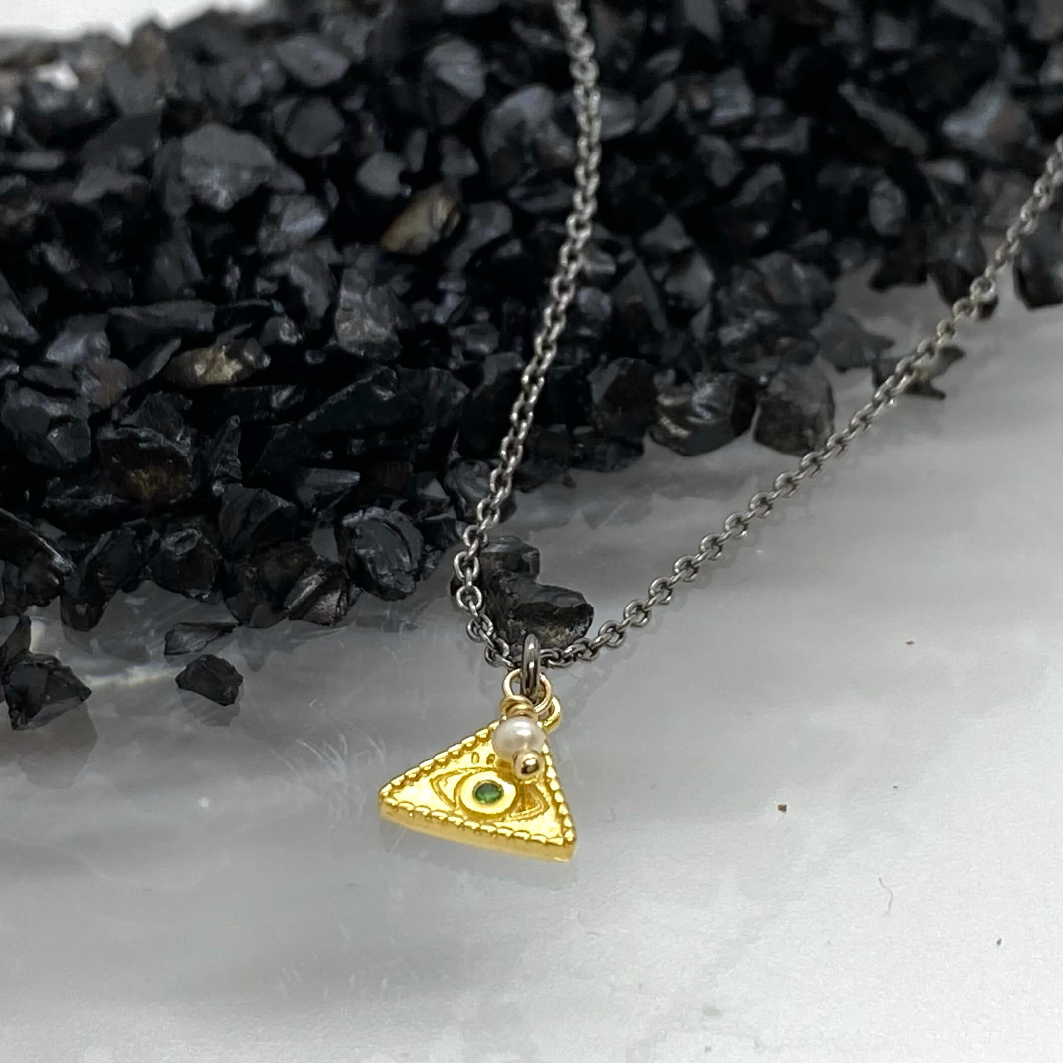 Boho chick triangular eye pendant — Melina Fachidis (3)