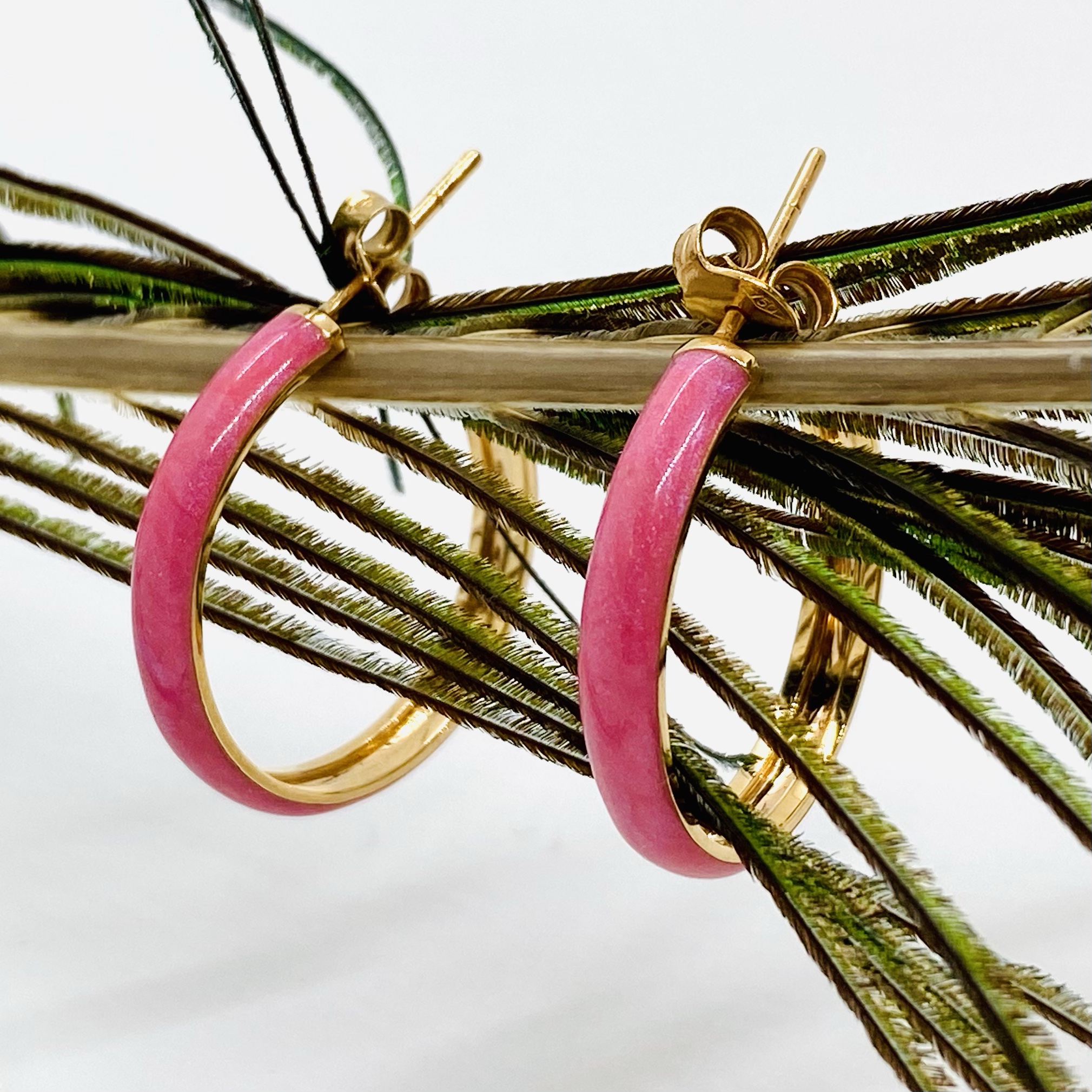 Pink enamel hoop earrings — Melina Fachidis (4)
