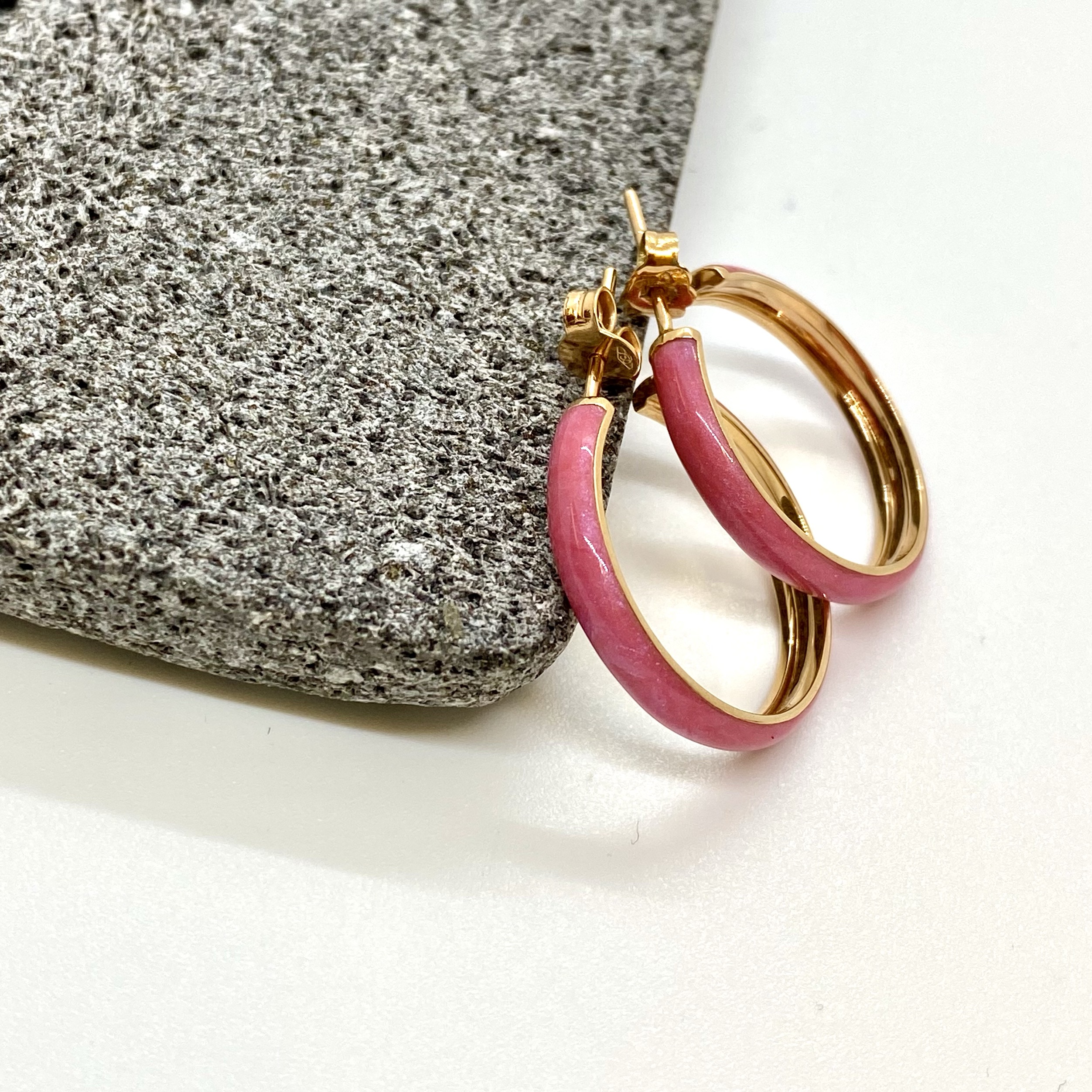 Pink enamel hoop earrings — Melina Fachidis (3)