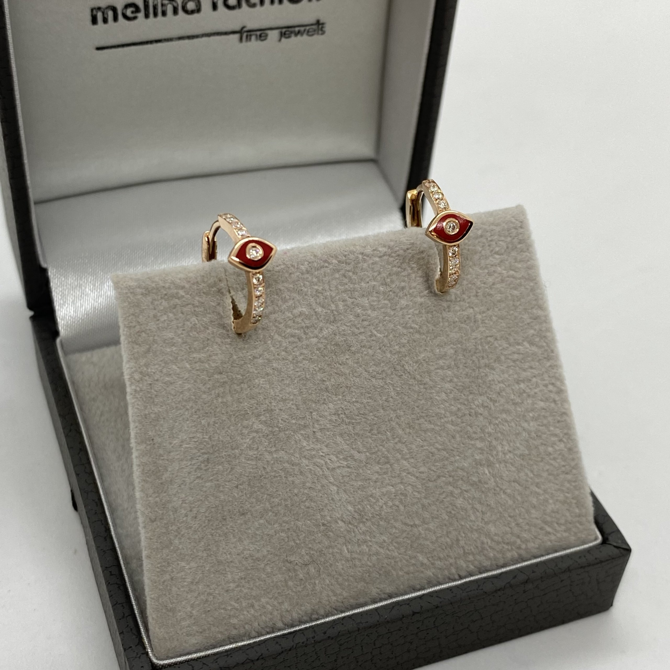 Red eye discreet diamond hoops — Melina Fachidis (3)