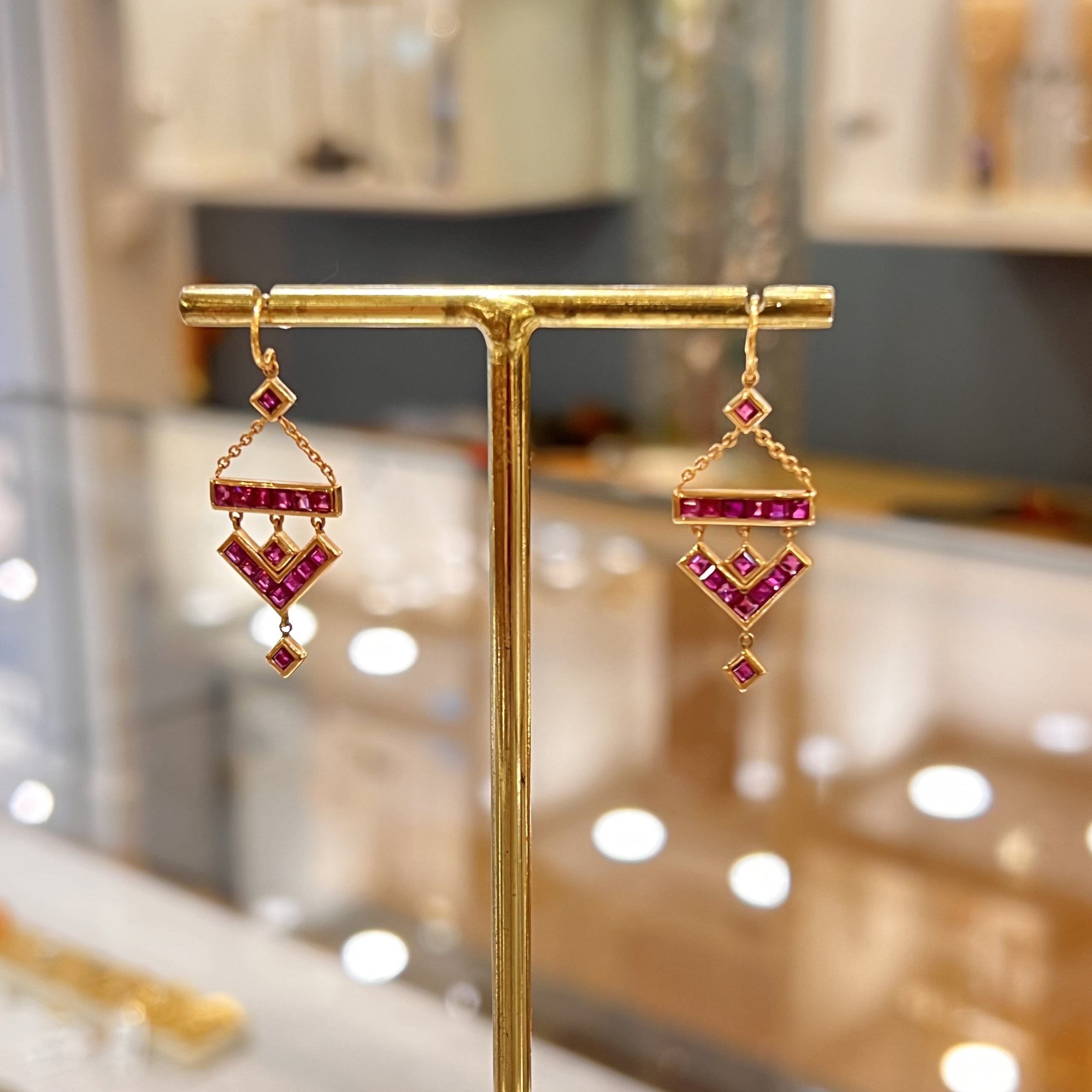 V-shaped ruby long earrings — Melina Fachidis (4)