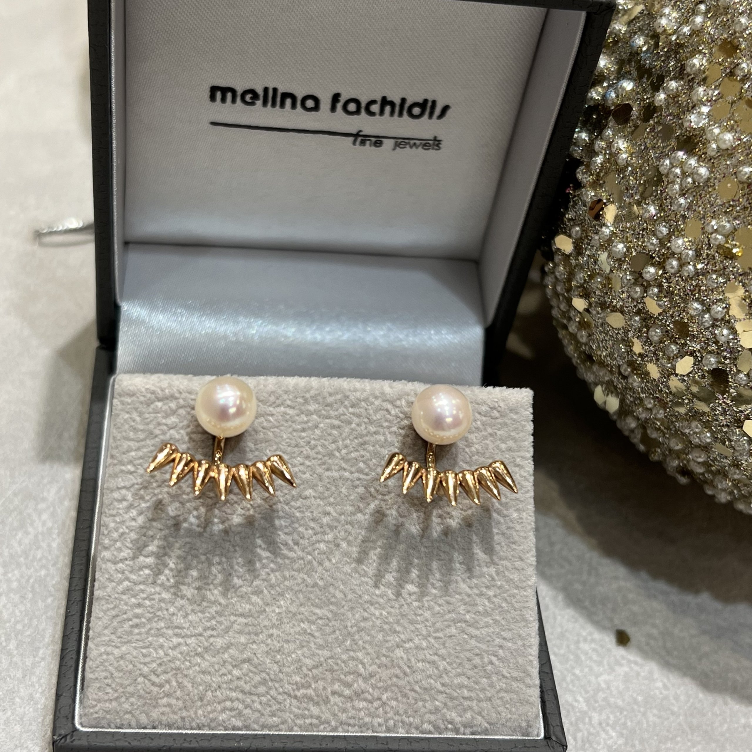 Pearls and sun rays detachable earrings — Melina Fachidis (4)