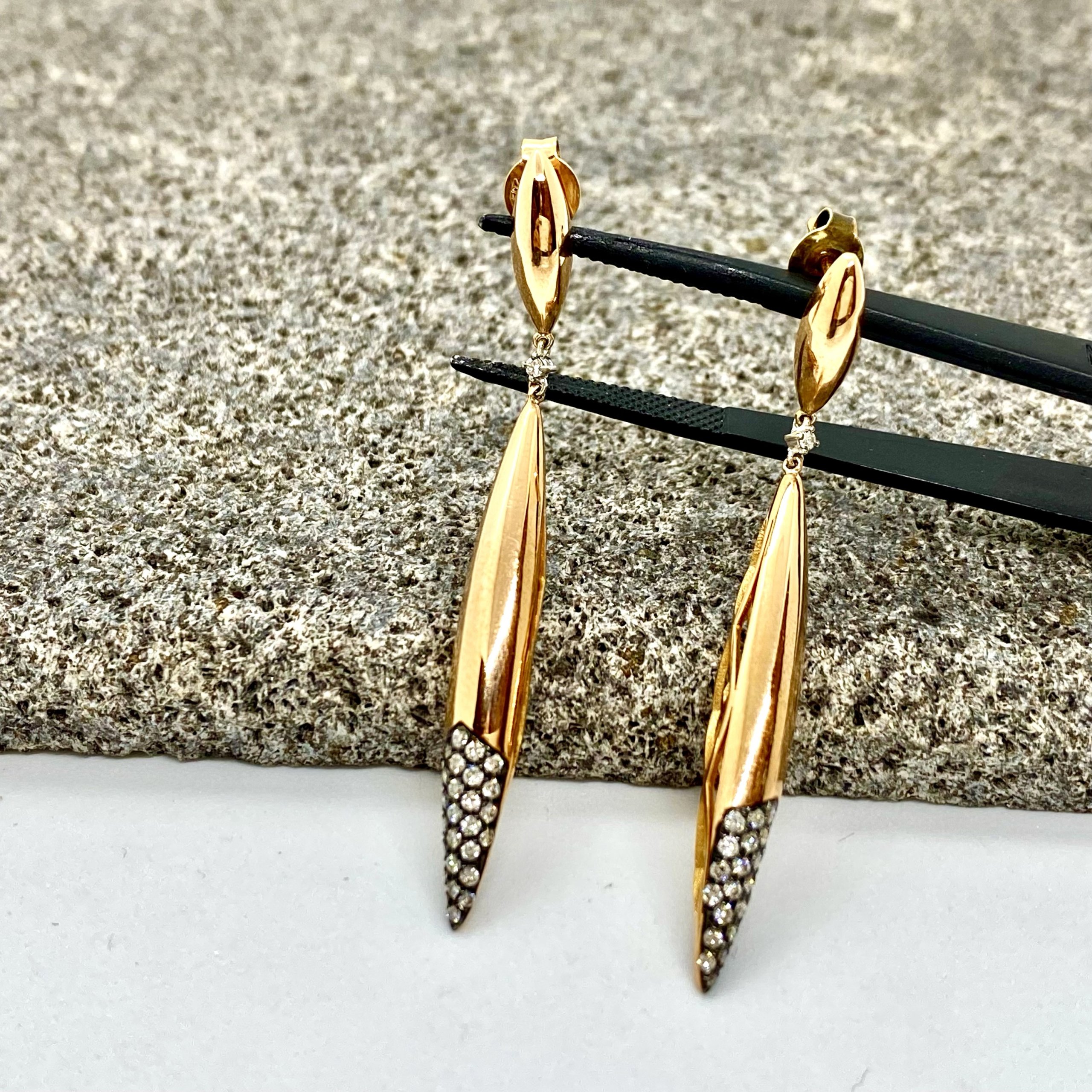 Long shape drop diamond ending earrings — Melina Fachidis (5)