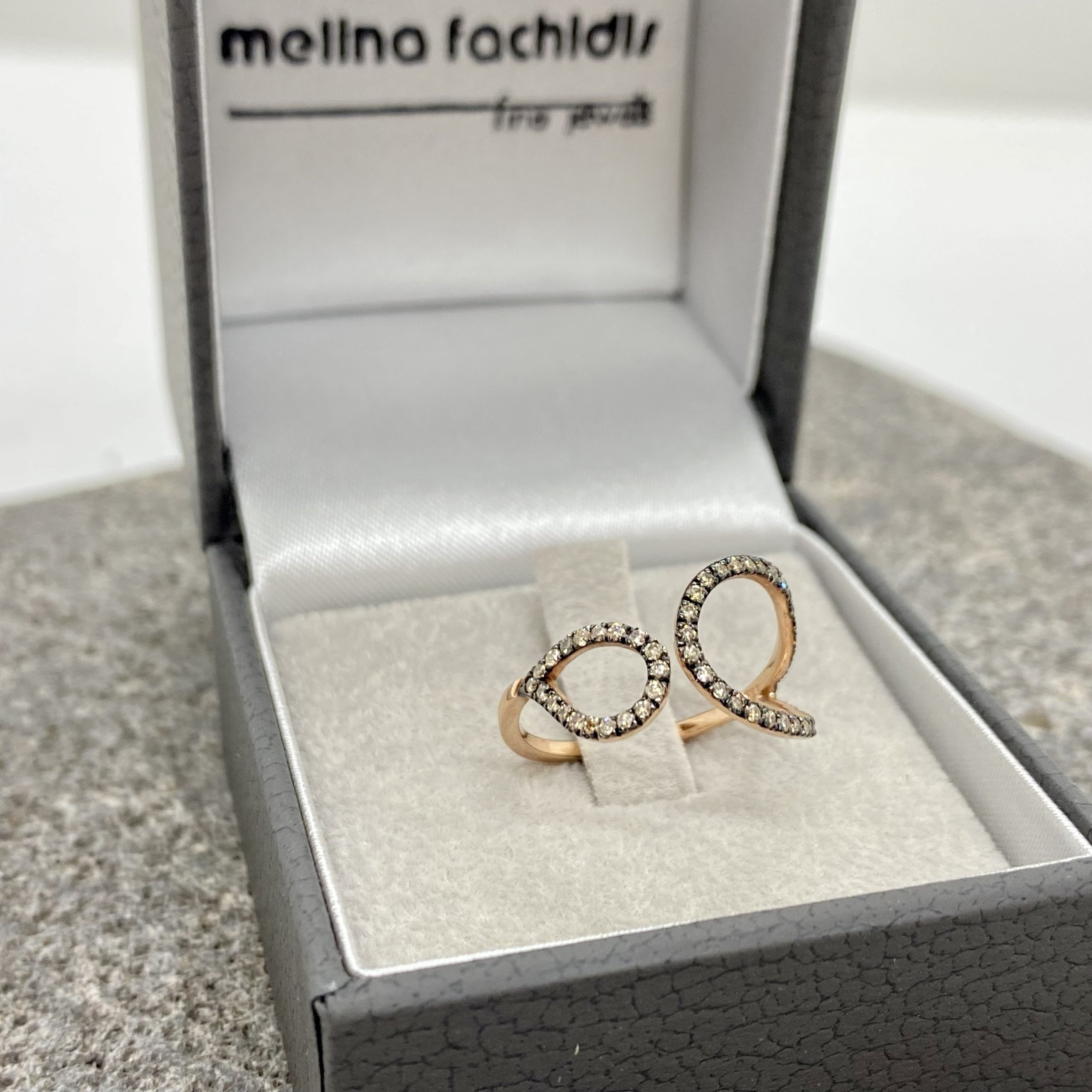 Double drop ring with brown diamonds — Melina Fachidis (5)