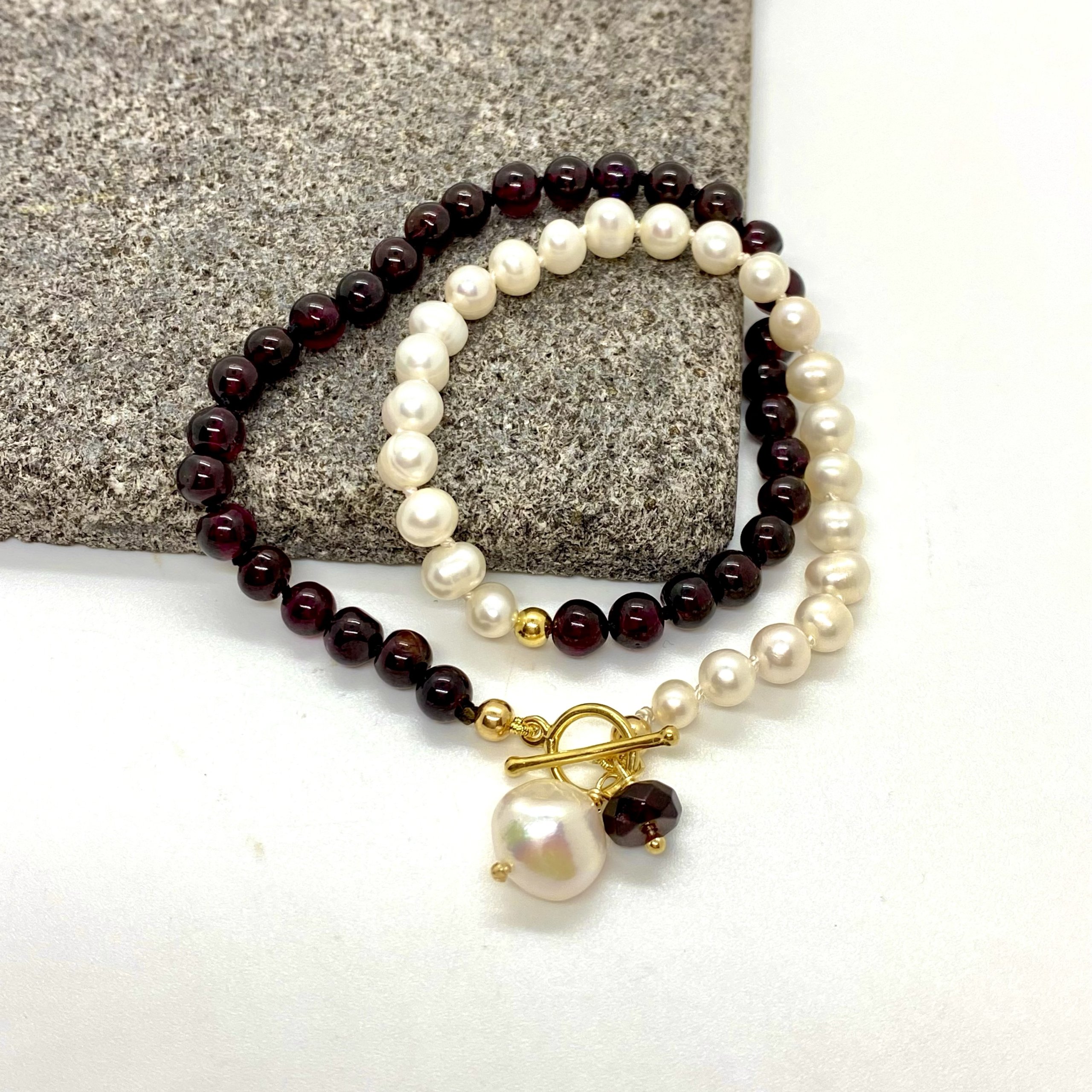 Garnet and pearl double wrap bracelet — Melina Fachidis (2)