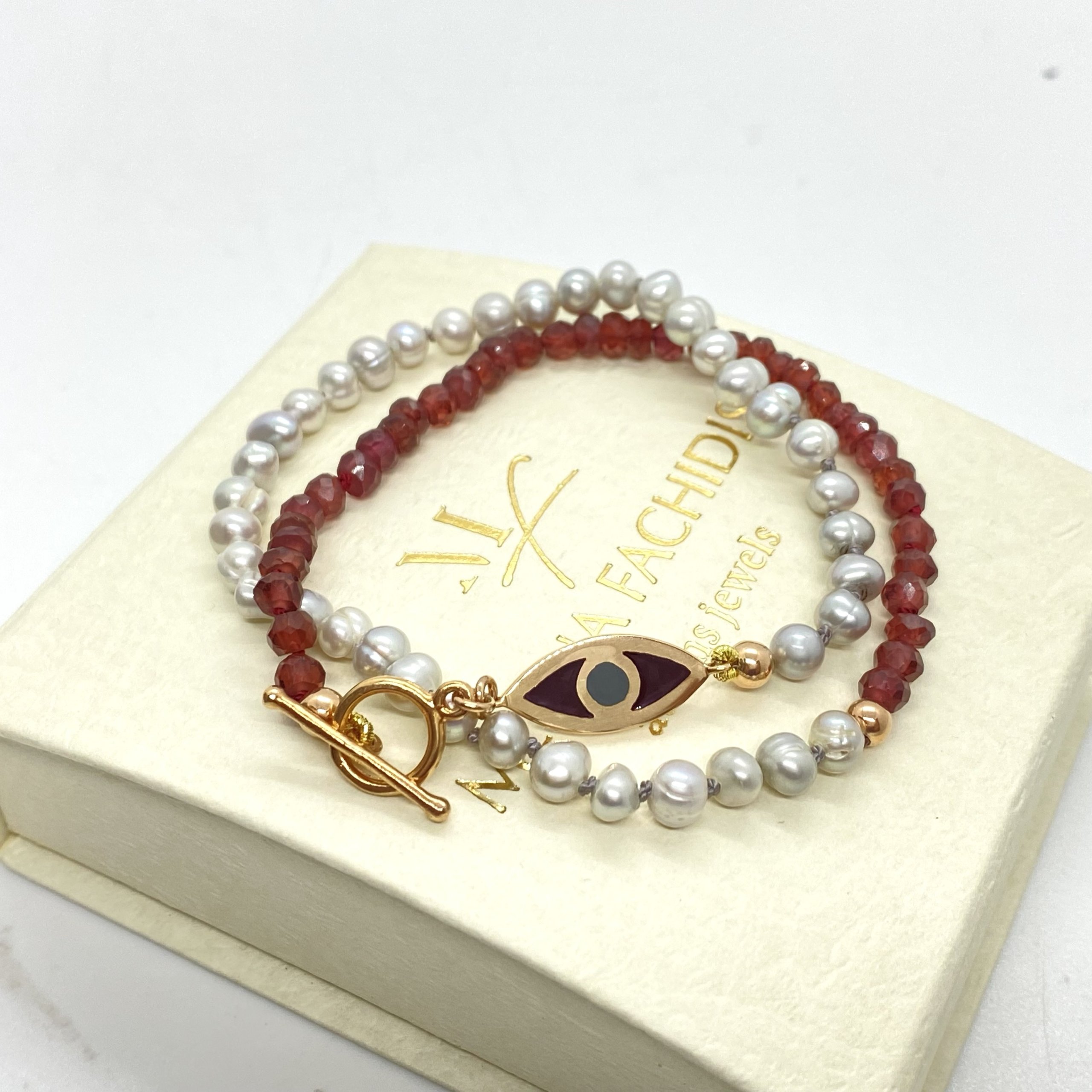 2ble eye bracelet with garnet and pearls — Melina Fachidis (4)