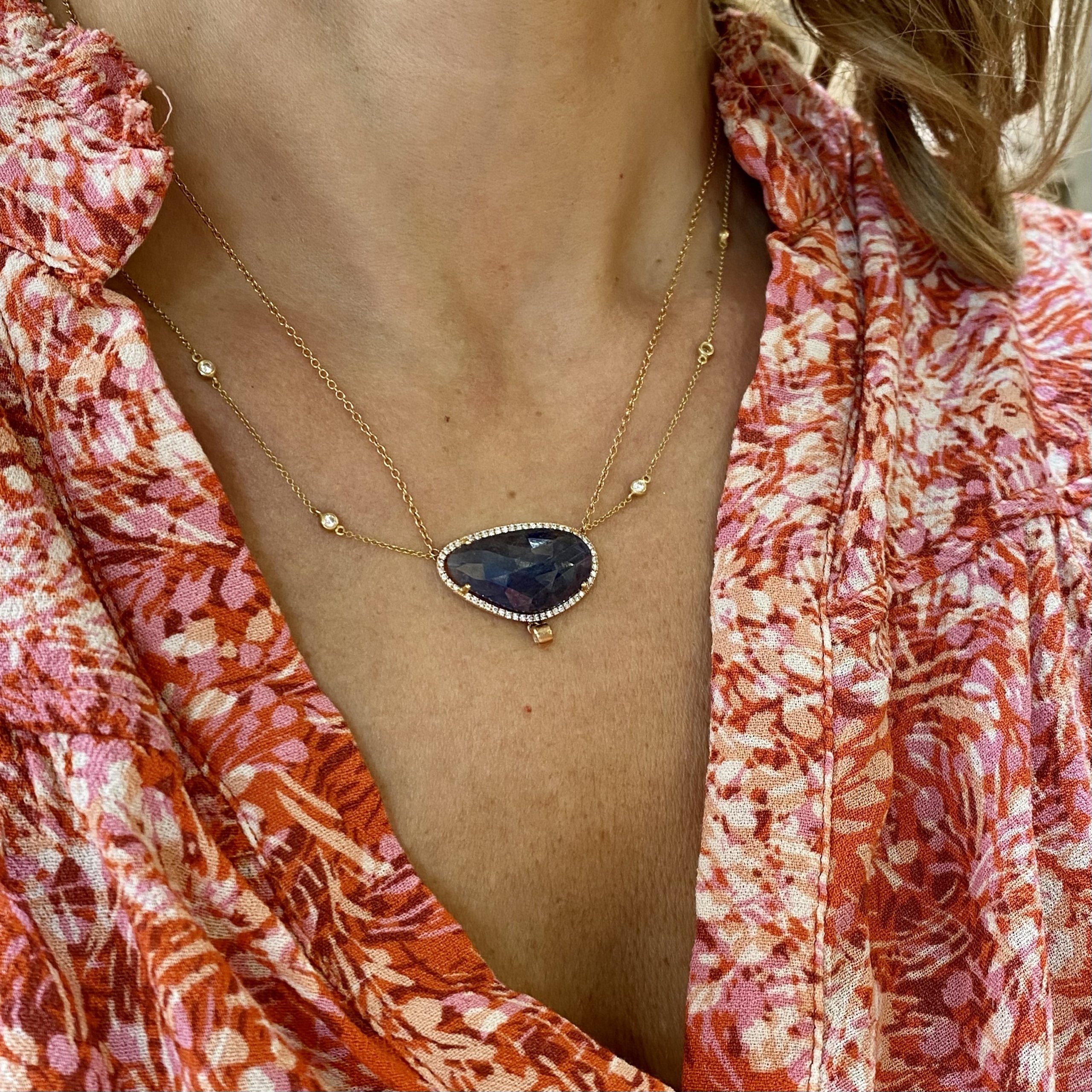Flat sapphire pendant with diamonds — Melina Fachidis (3)