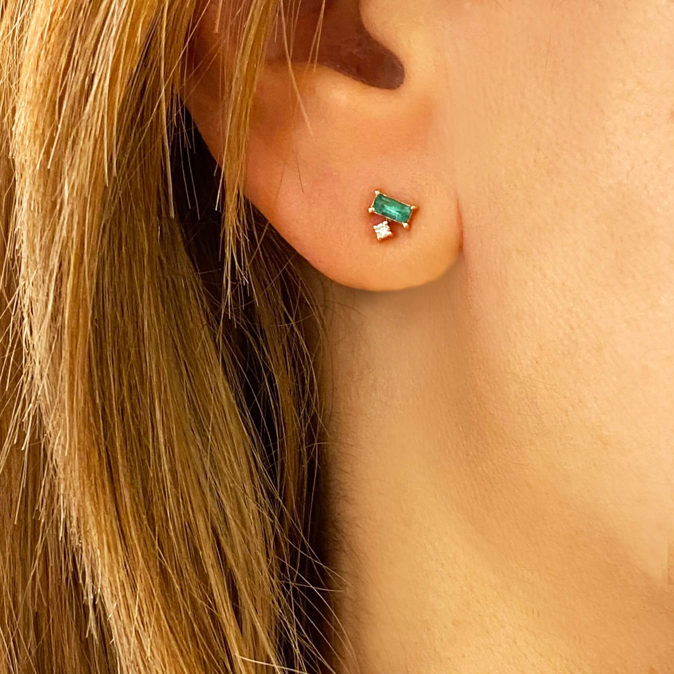 Emeralds and diamonds stud earrings — Melina Fachidis (2)