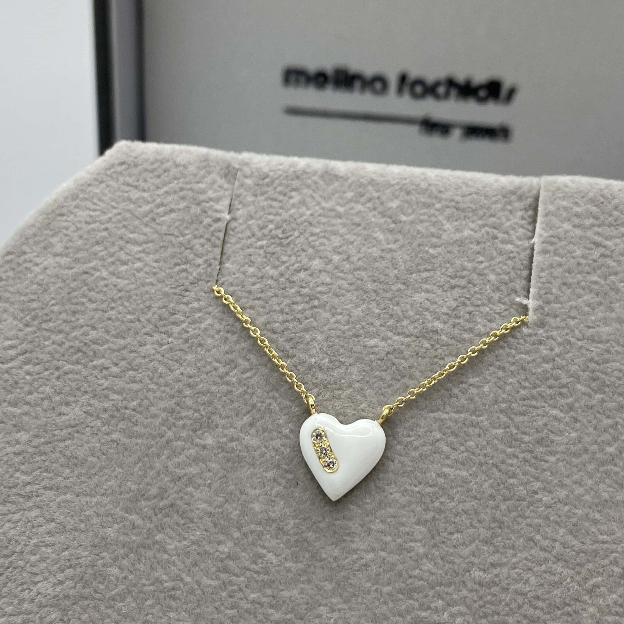 White enamel diamonds heart pendant — Melina Fachidis (3)