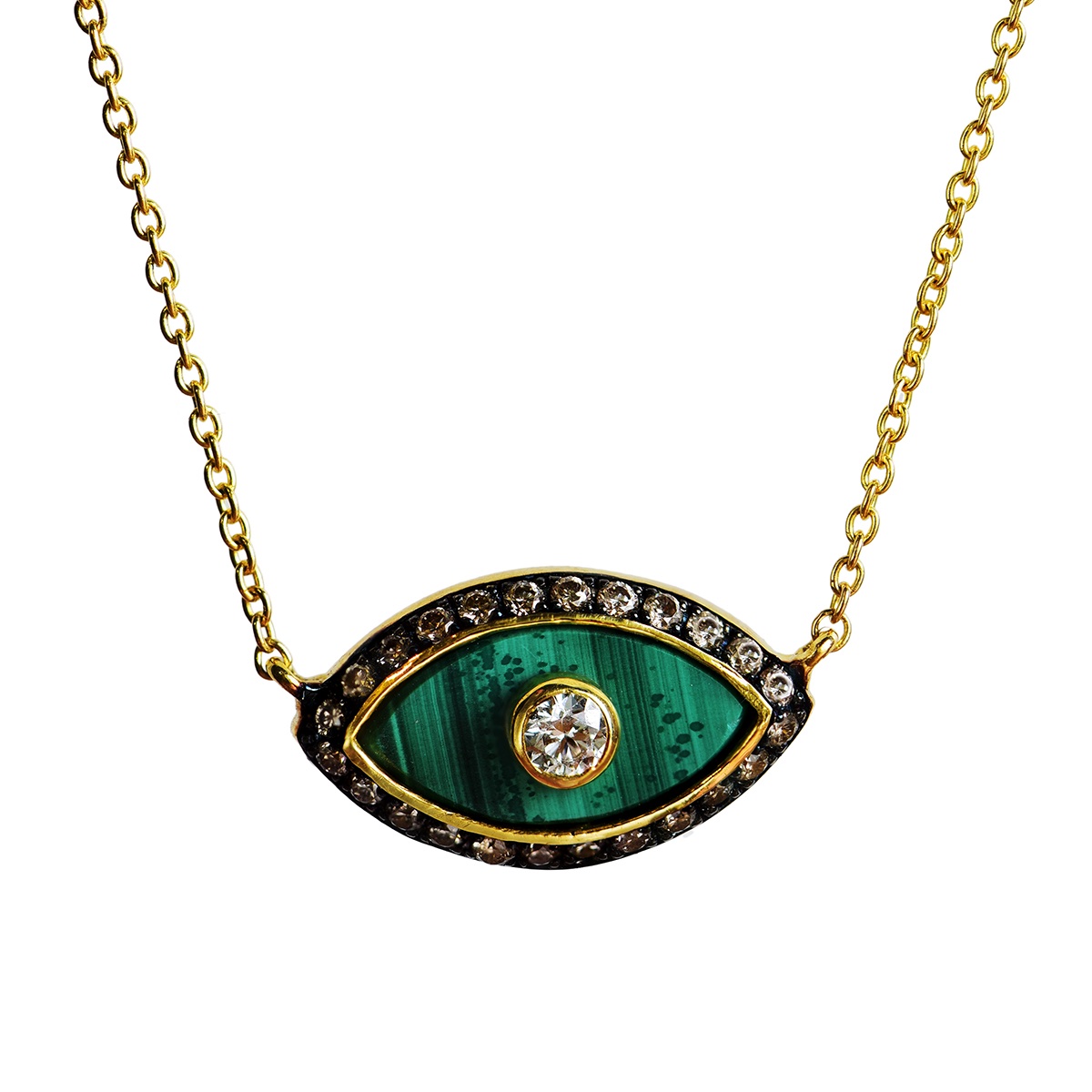 Malachite eye diamond pendant — Melina Fachidis (5)