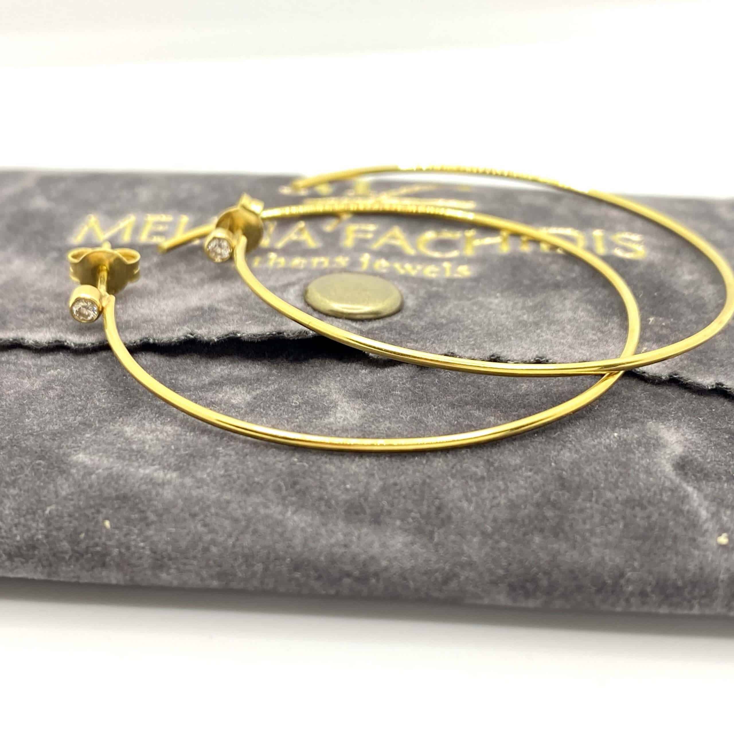 Yellow gold one diamond large hoops — Melina Fachidis (5)