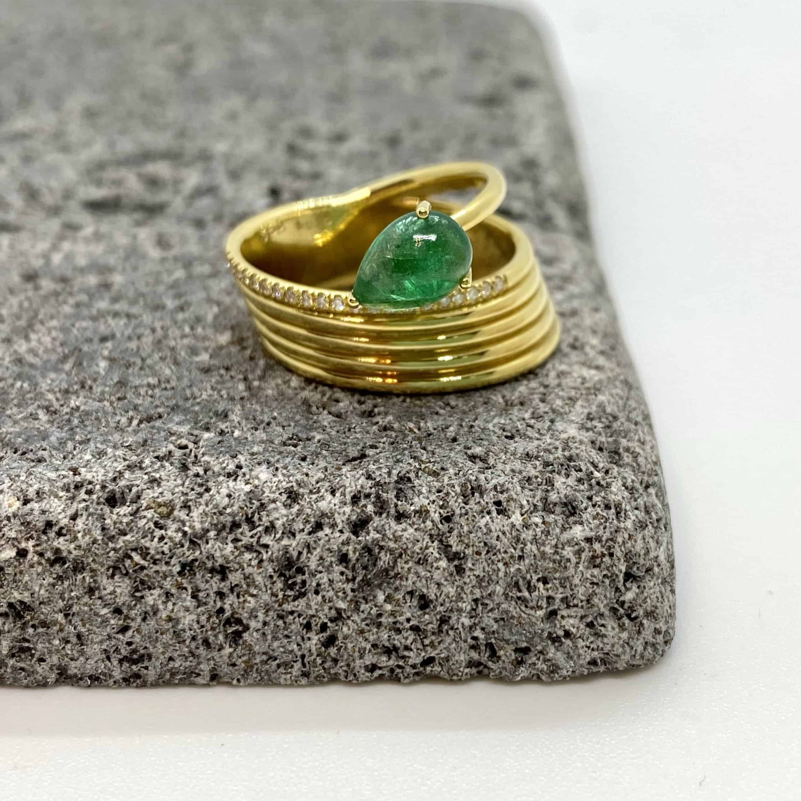 Natural emerald spiral ring — Melina Fachidis (2)