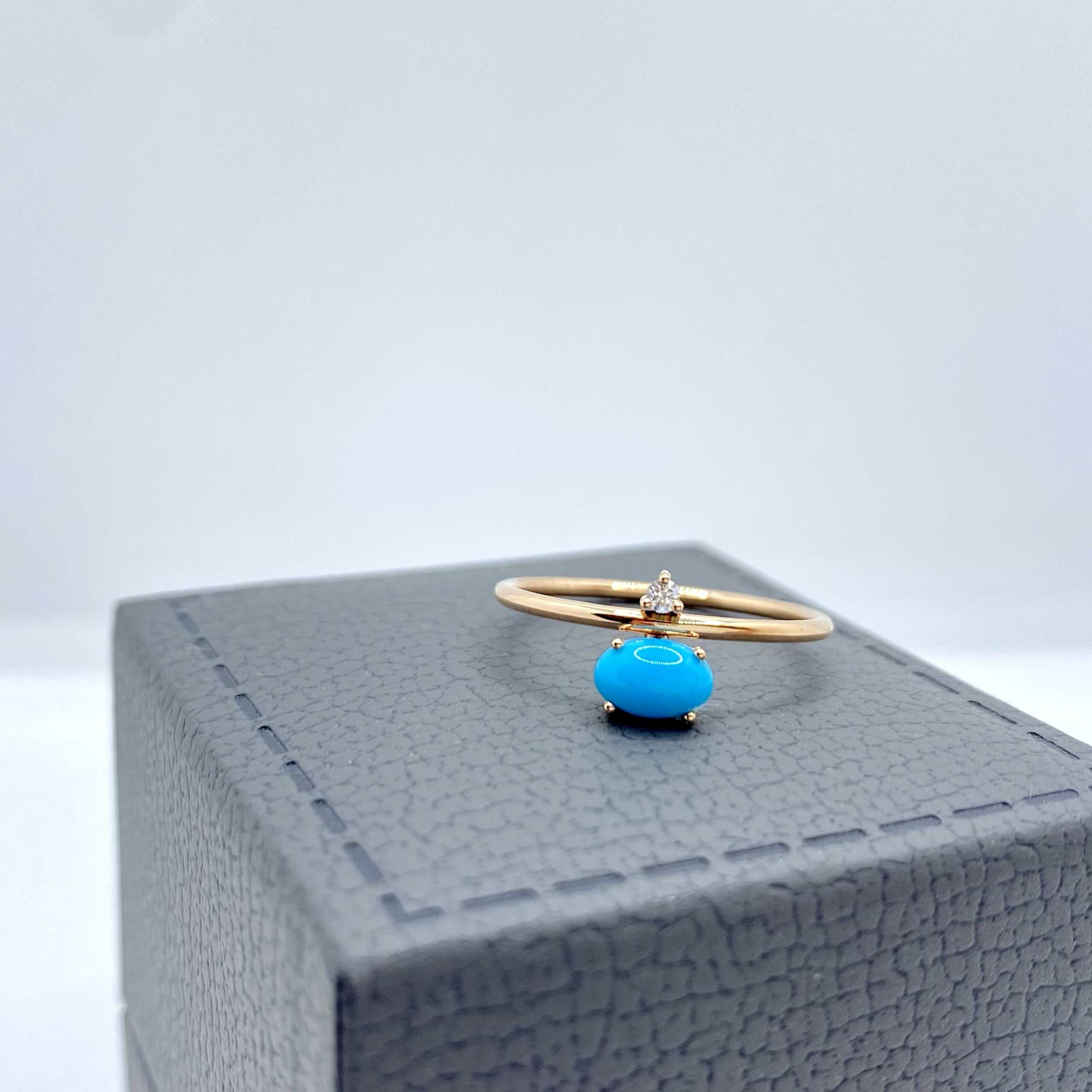 Oval turquoise and diamond ring — Melina Fachidis (2)