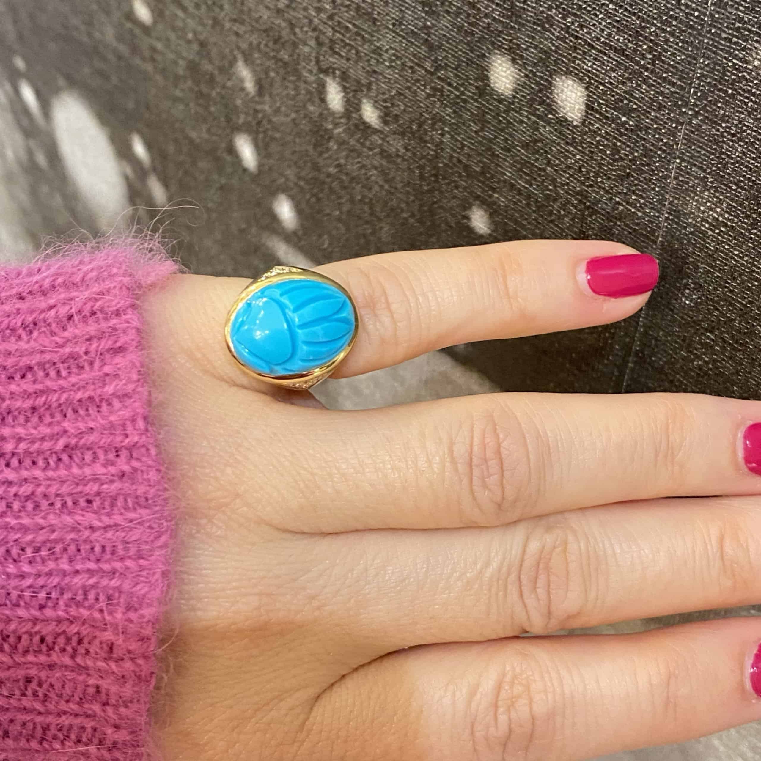 Turquoise scarab pinky ring — Melina Fachidis (5)